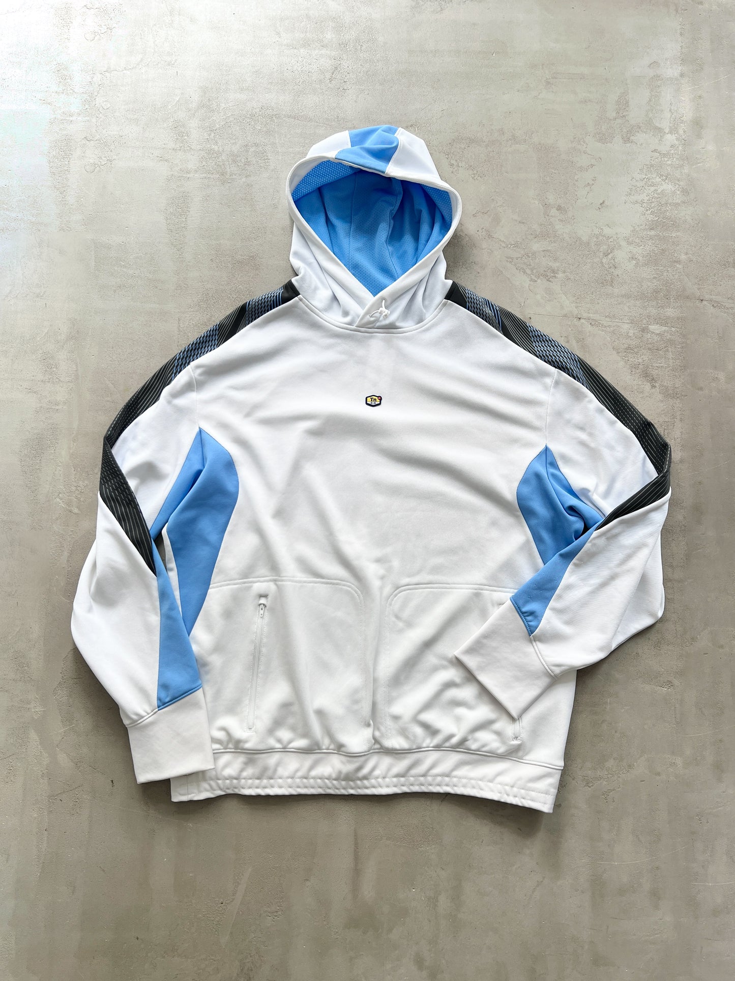 WHITE/BABY BLUE NIKE TN HOODIE - 2000S - XXL