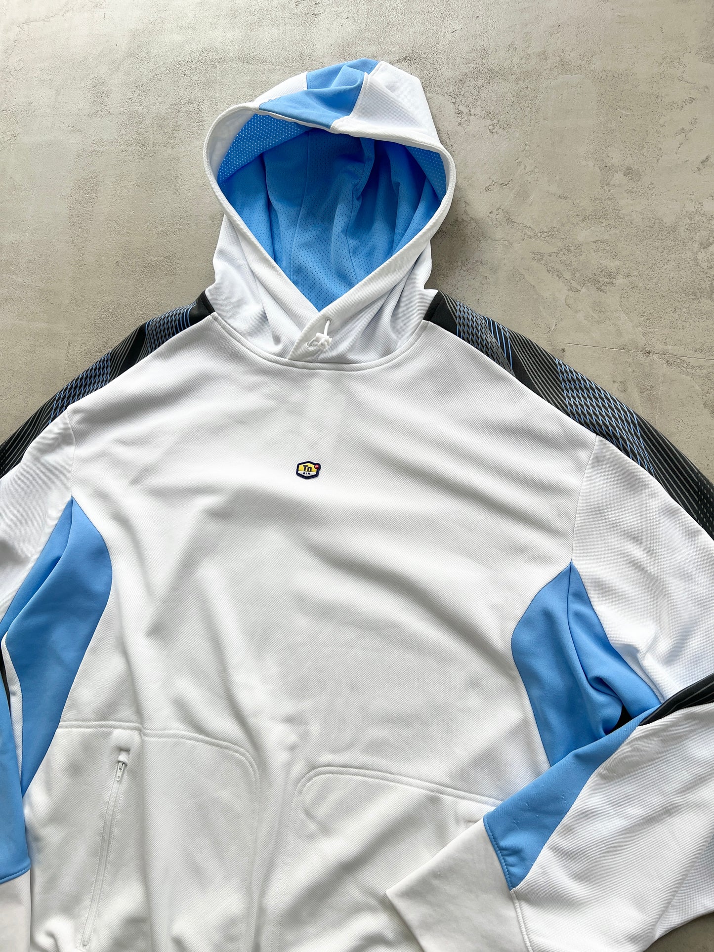 WHITE/BABY BLUE NIKE TN HOODIE - 2000S - XXL