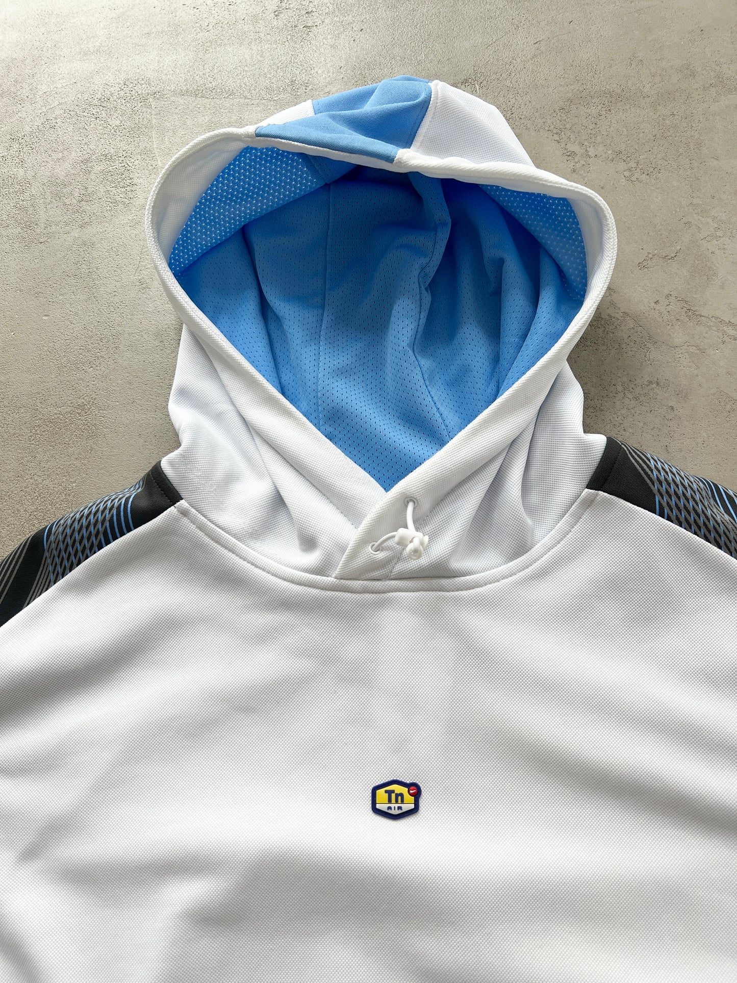 WHITE/BABY BLUE NIKE TN HOODIE - 2000S - XXL