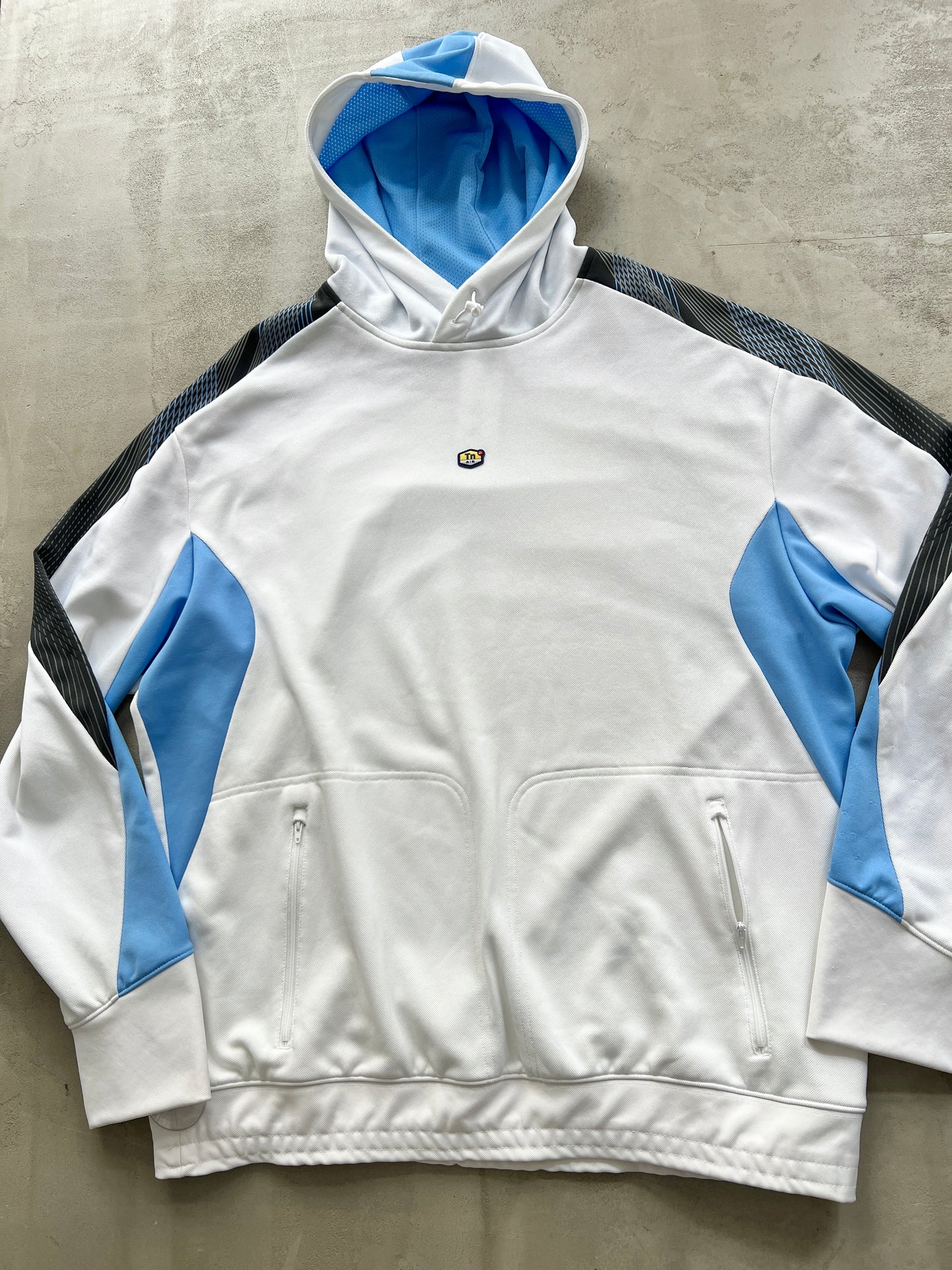 WHITE/BABY BLUE NIKE TN HOODIE - 2000S - XXL