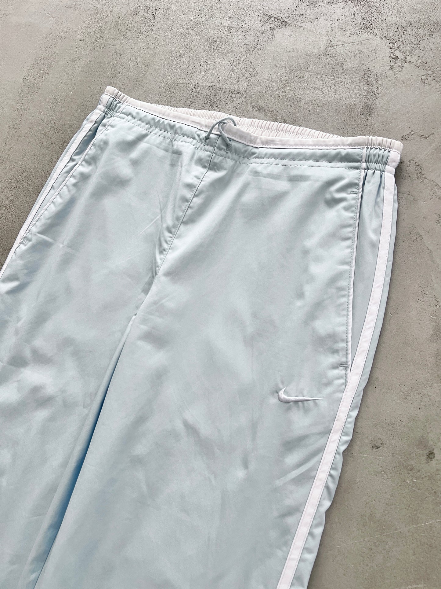 BABY BLUE/WHITE NIKE TRACK PANTS - 2000S - XS/S