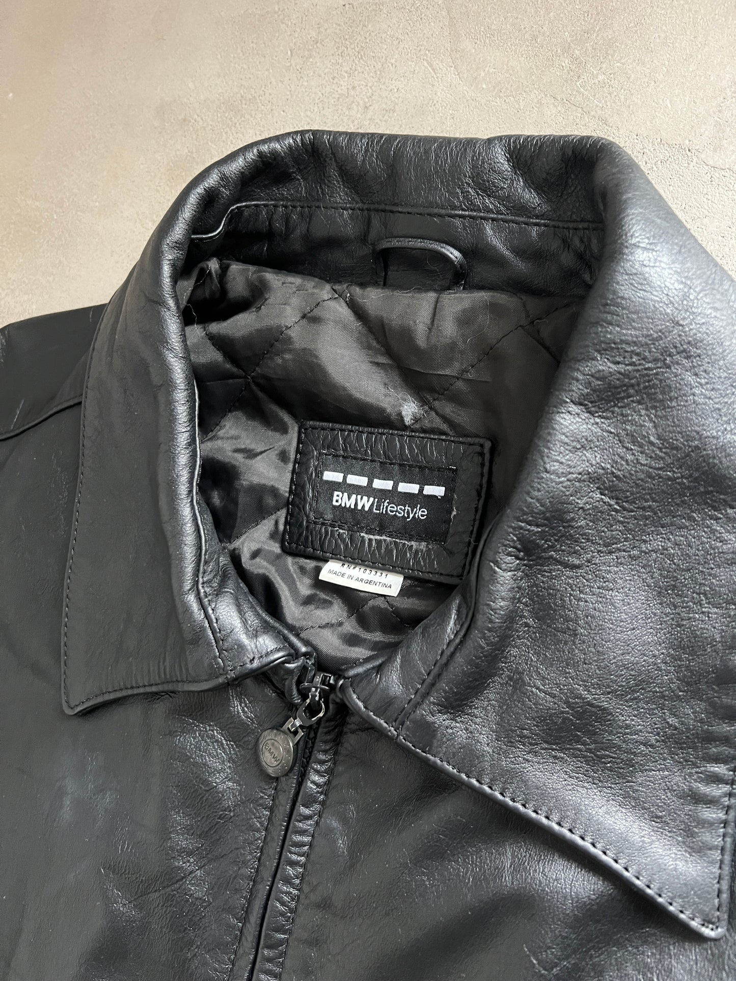 BLACK BMW M3 LEATHER JACKET - 1990S - XL