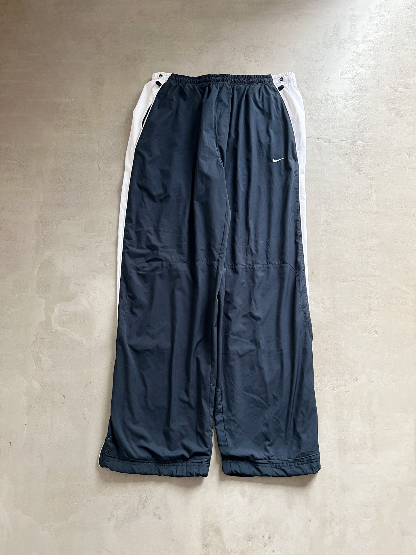 NAVY/WHITE NIKE TRACK PANTS - 2000S - XL