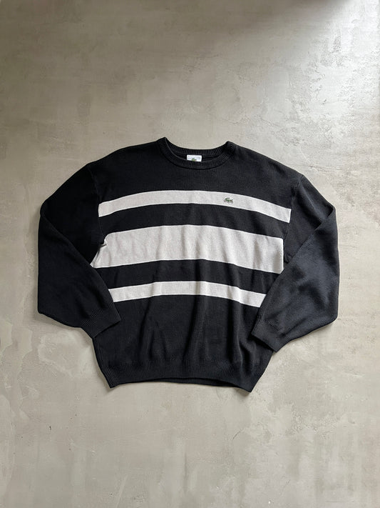 BLACK/CREME LACOSTE KNIT SWEATER - 2000S - L/M