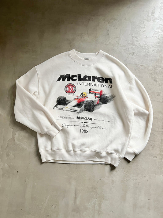 WHITE MCLAREN SWEATER - 1980S - L