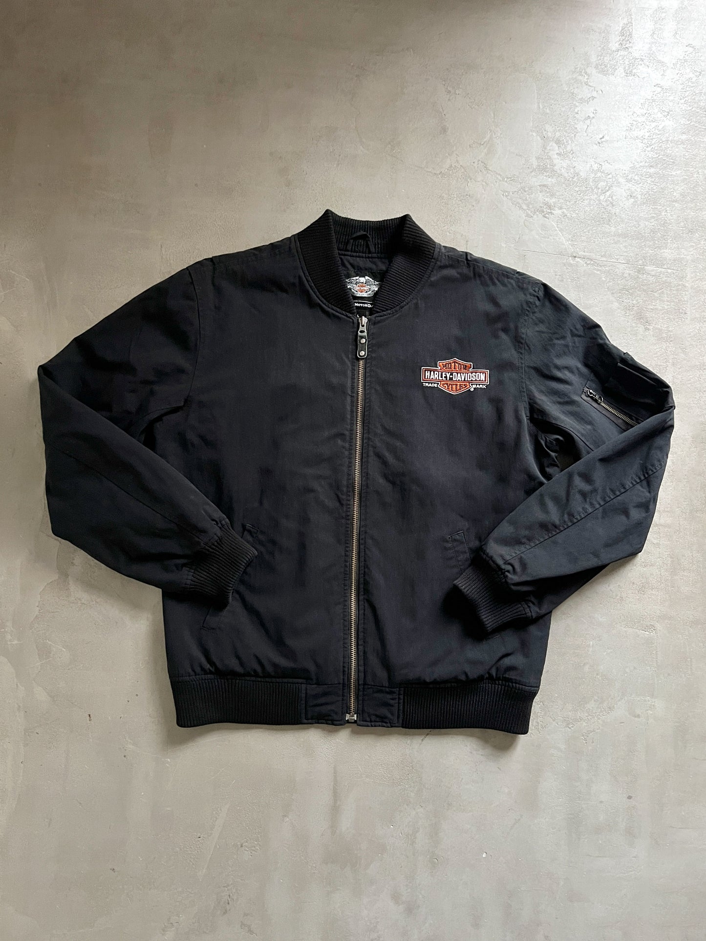 BLACK HARLEY DAVIDSON JACKET - 1990S - L/XL