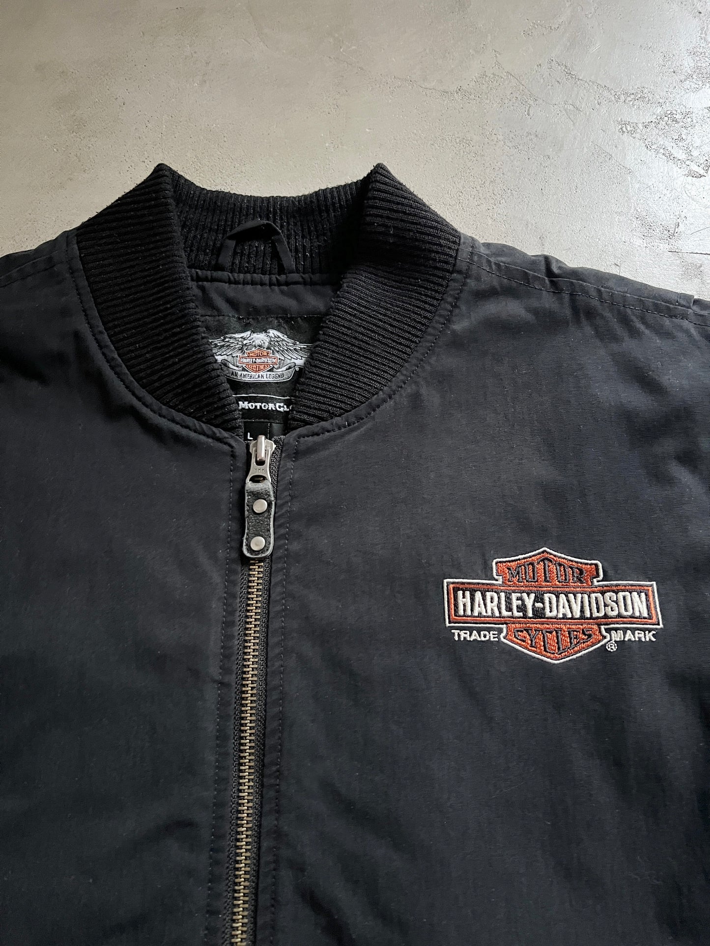 BLACK HARLEY DAVIDSON JACKET - 1990S - L/XL