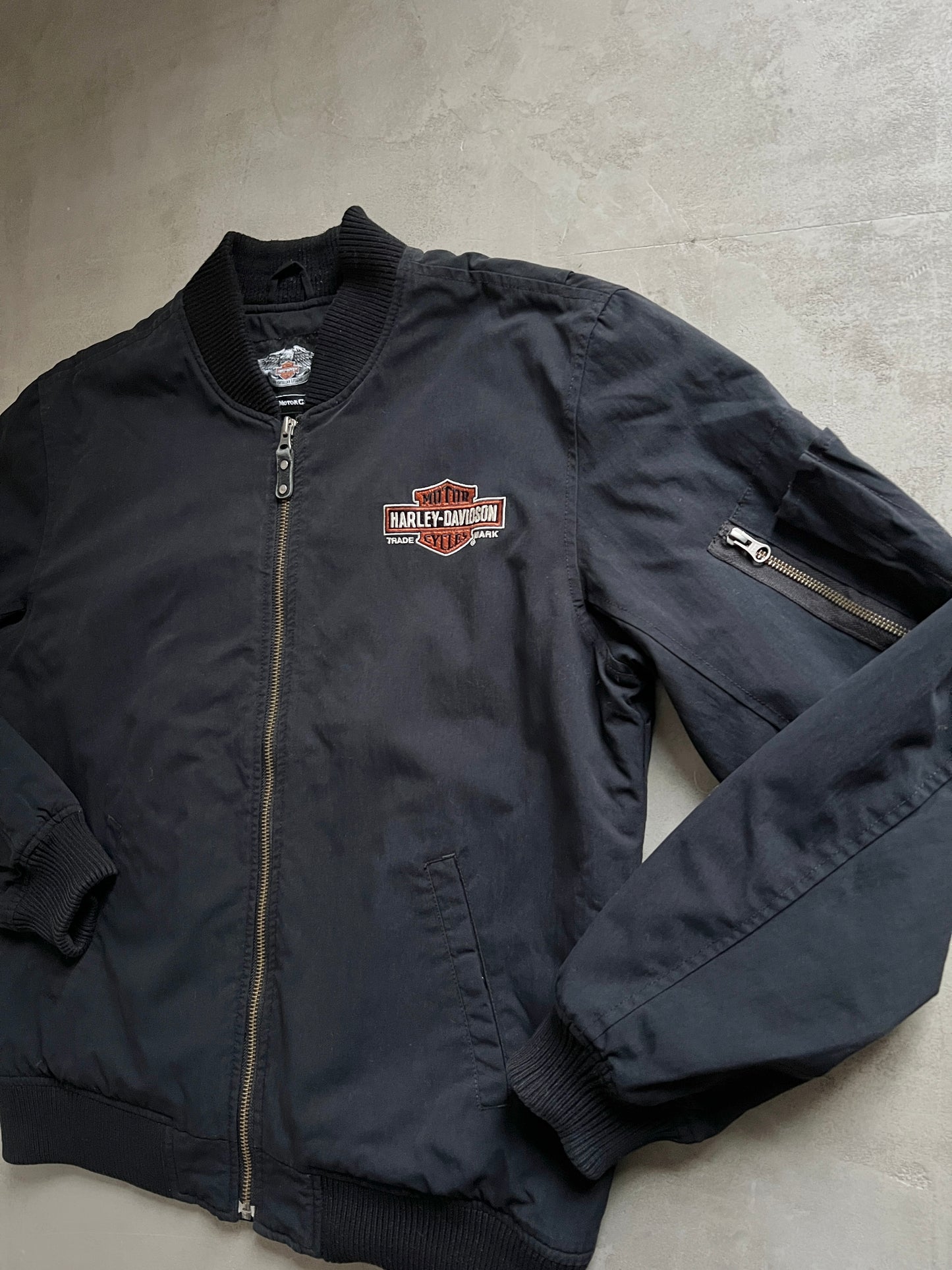 BLACK HARLEY DAVIDSON JACKET - 1990S - L/XL