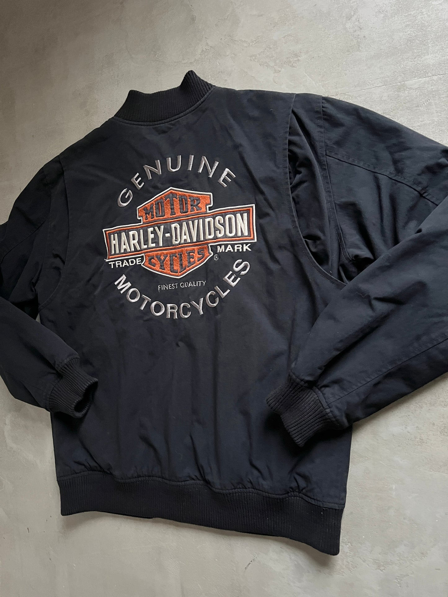 BLACK HARLEY DAVIDSON JACKET - 1990S - L/XL