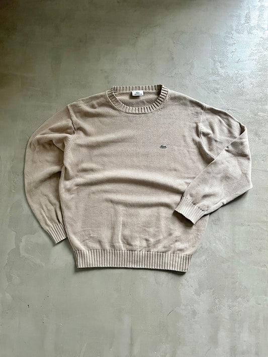 BEIGE LACOSTE KNIT SWEATER - 2000S - M