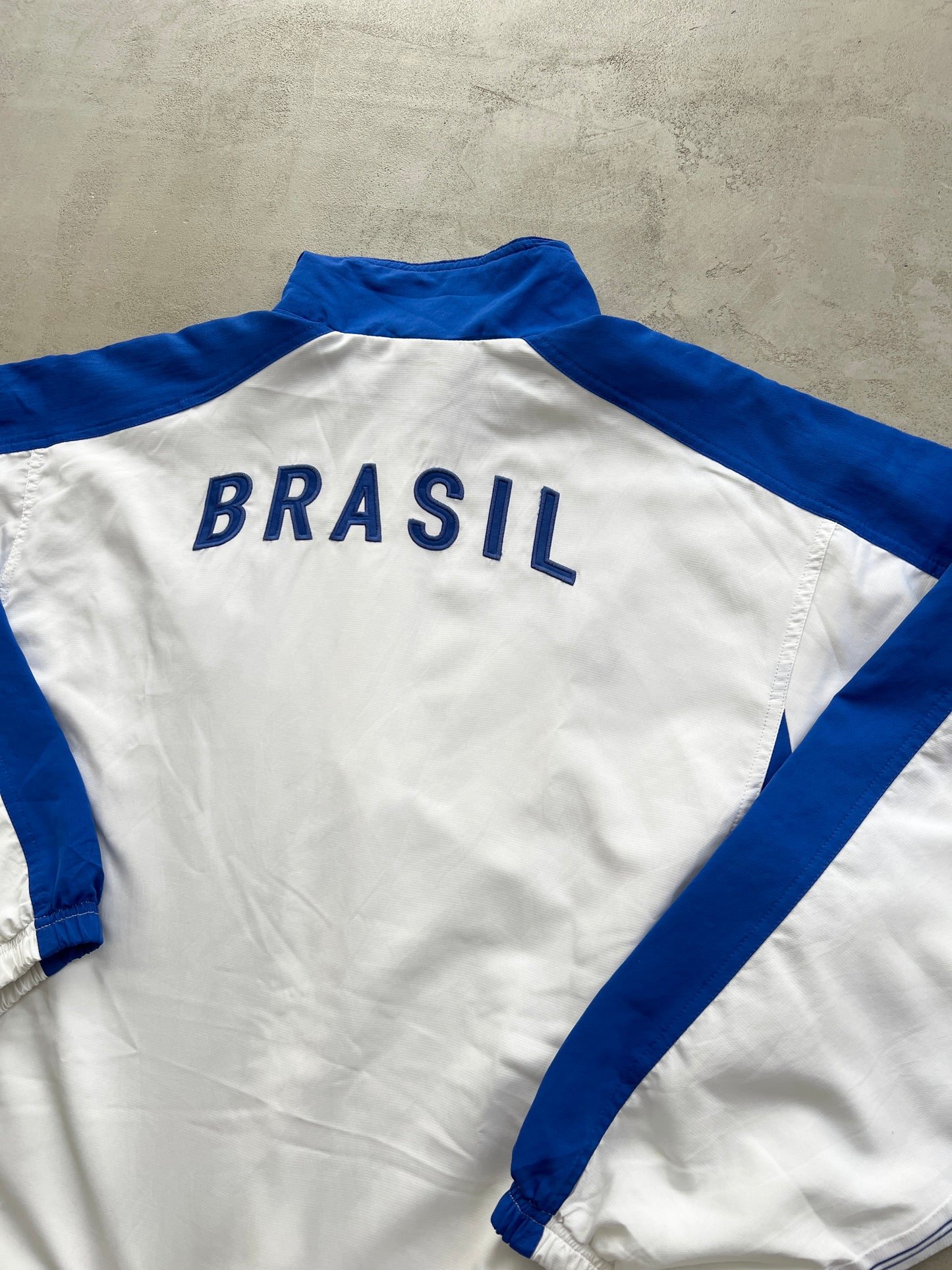 WHITE/BLUE BRASIL SOCCER TRACK JACKET - 1990S - XL/L