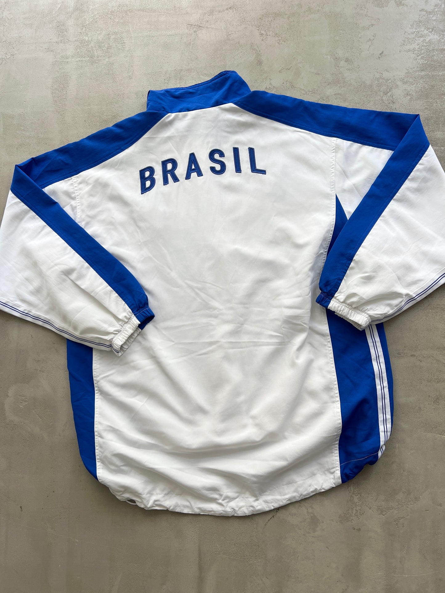 WHITE/BLUE BRASIL SOCCER TRACK JACKET - 1990S - XL/L