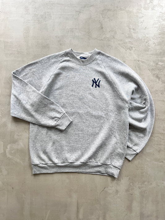 GREY YANKEES SWEATER - 1990S - L/M