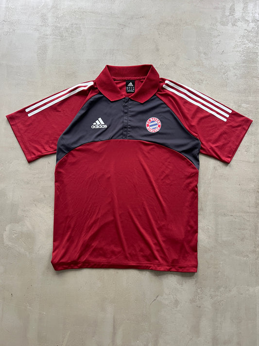 RED/GREY BAYERN MUNICH POLO JERSEY - 2000S - L