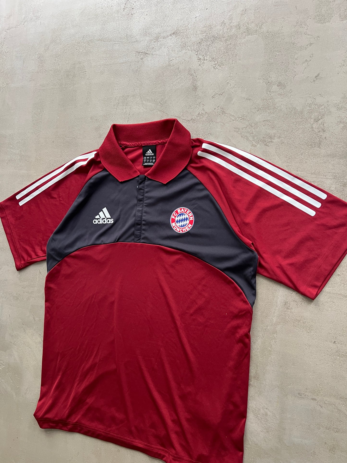 RED/GREY BAYERN MUNICH POLO JERSEY - 2000S - L