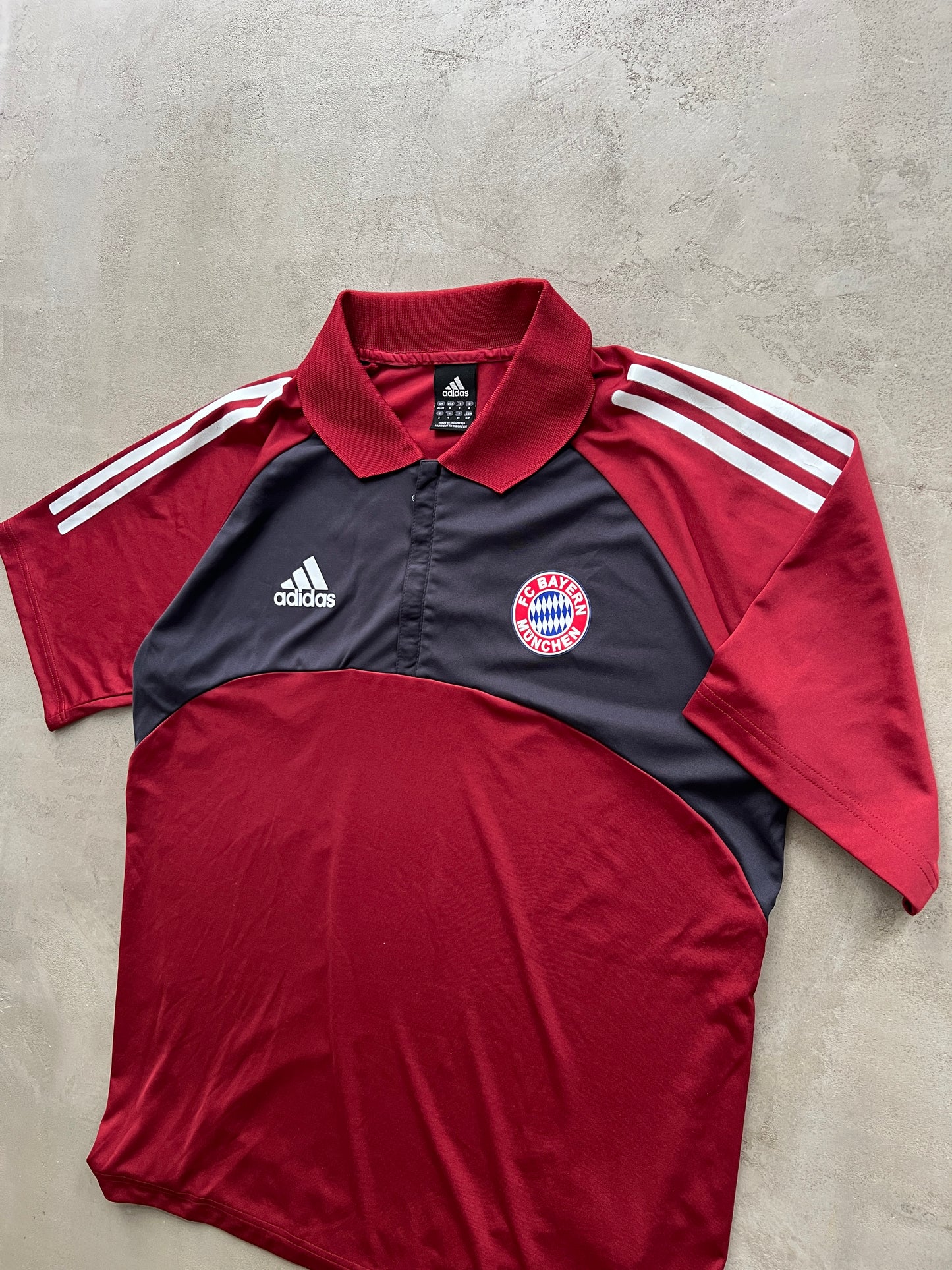 RED/GREY BAYERN MUNICH POLO JERSEY - 2000S - L