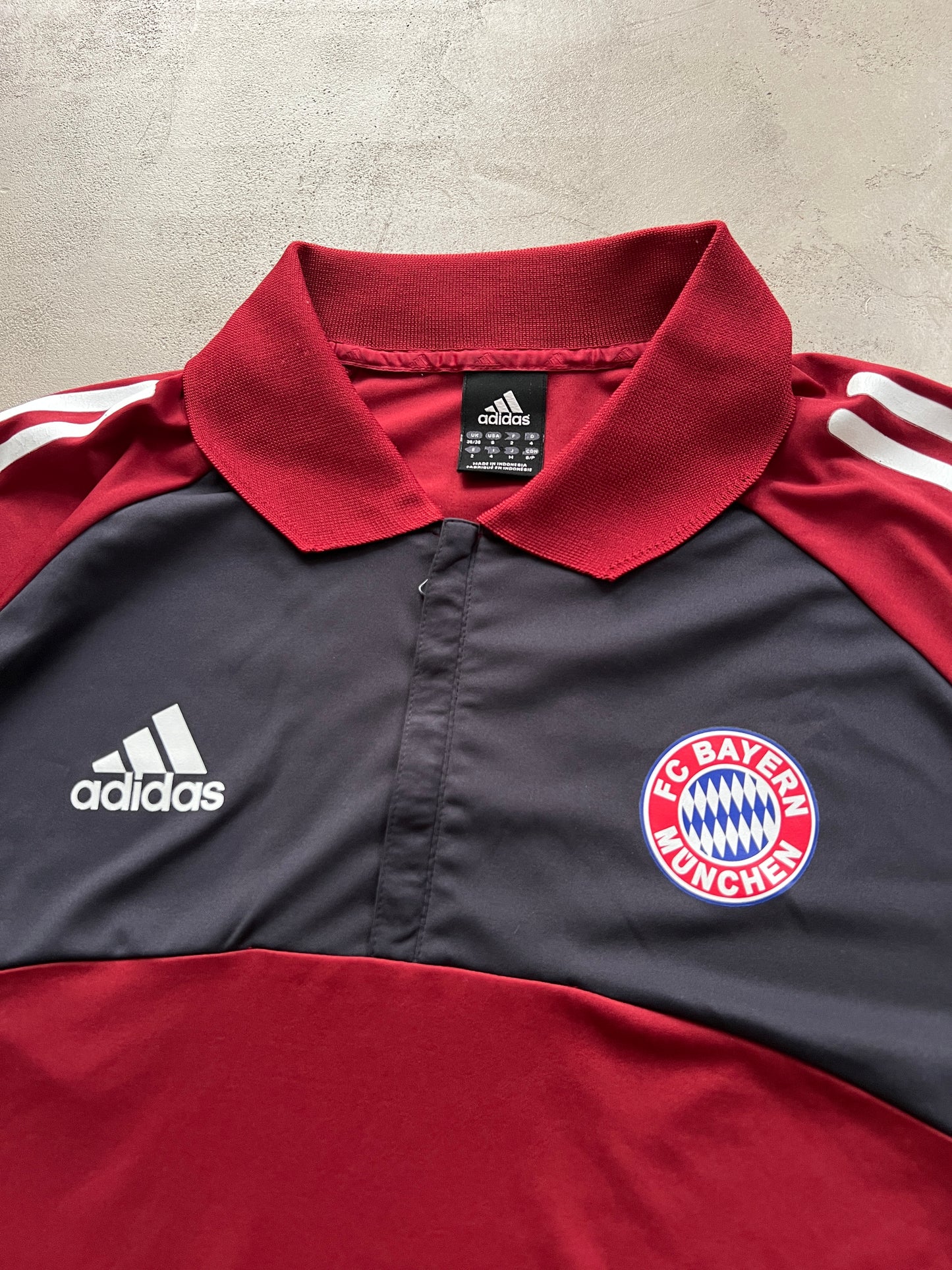 RED/GREY BAYERN MUNICH POLO JERSEY - 2000S - L