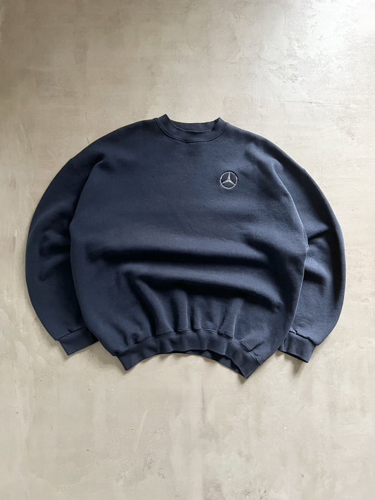 NAVY MERCEDES BENZ SWEATER - 1990S - XL/L