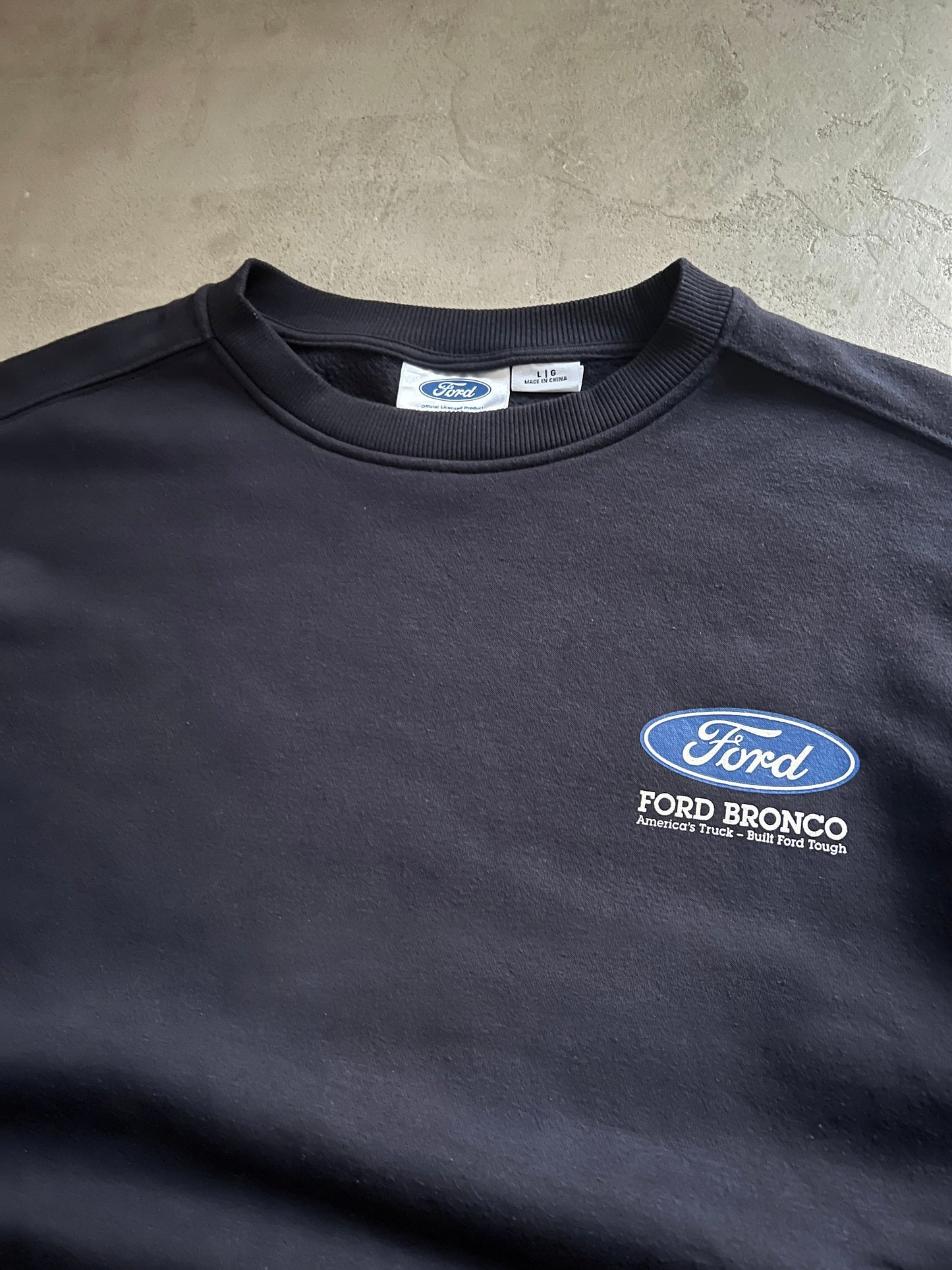 FADED BLACK FORD BRONCO SWEATER - 1990S - L