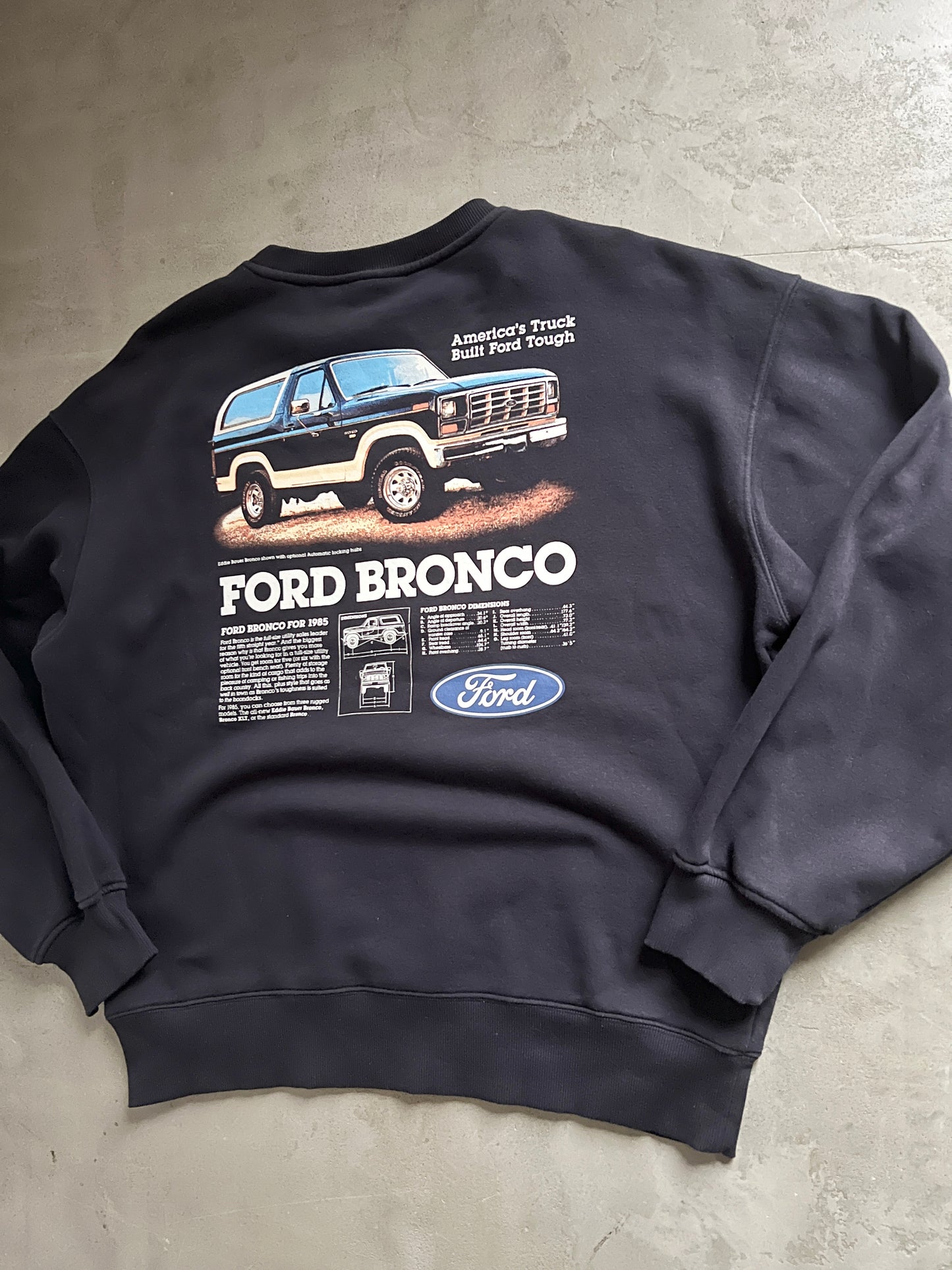 FADED BLACK FORD BRONCO SWEATER - 1990S - L