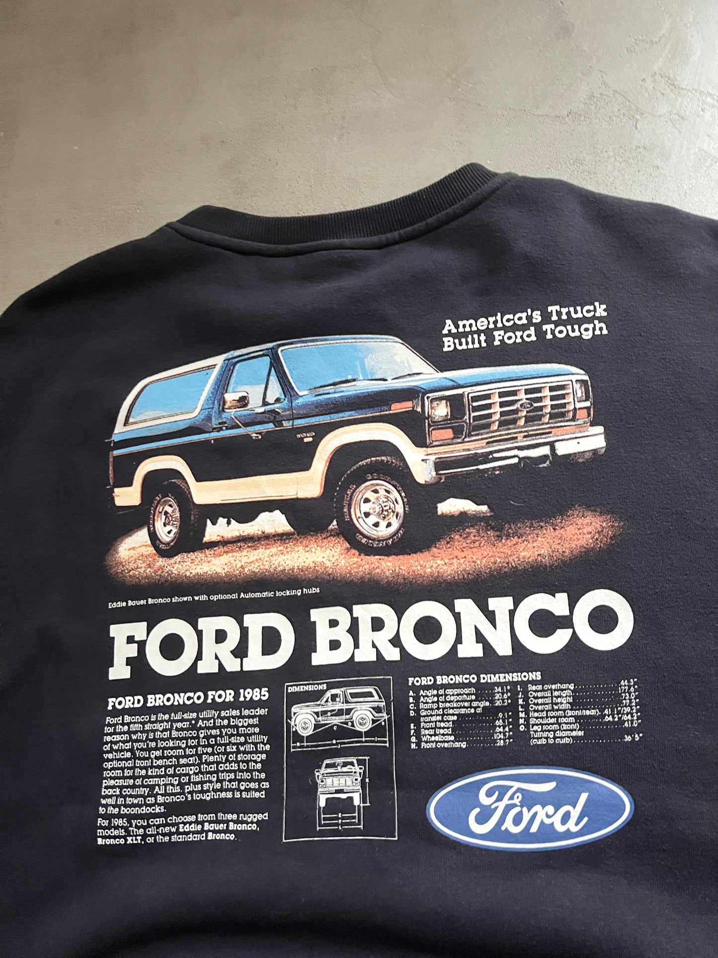 FADED BLACK FORD BRONCO SWEATER - 1990S - L