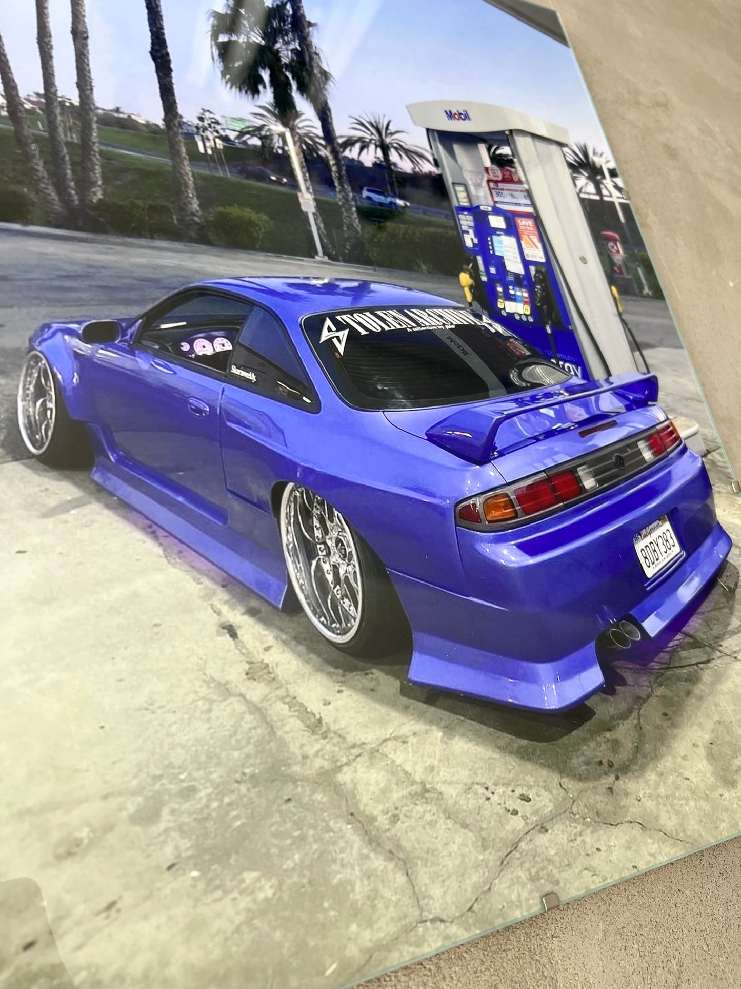 PURPLE 240SX IN CALI GLASS PRINT