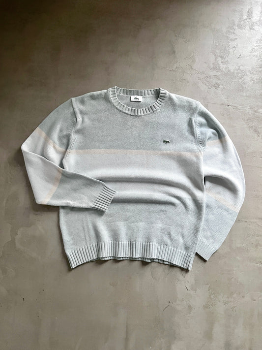 BABY BLUE/CREME LACOSTE KNIT SWEATER - 2000S - M