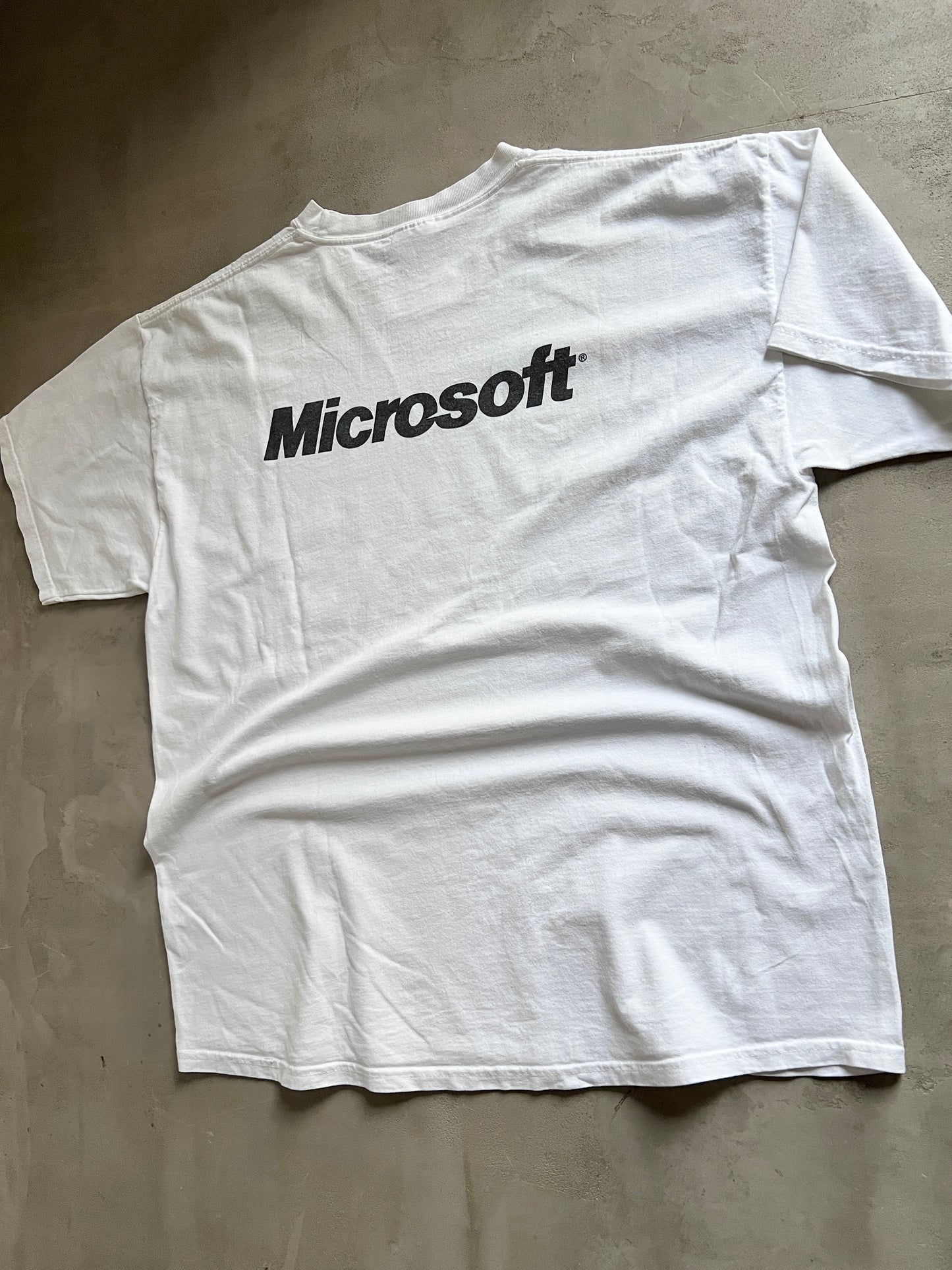 WHITE MICROSOFT PROMO TEE - 1990S - XL