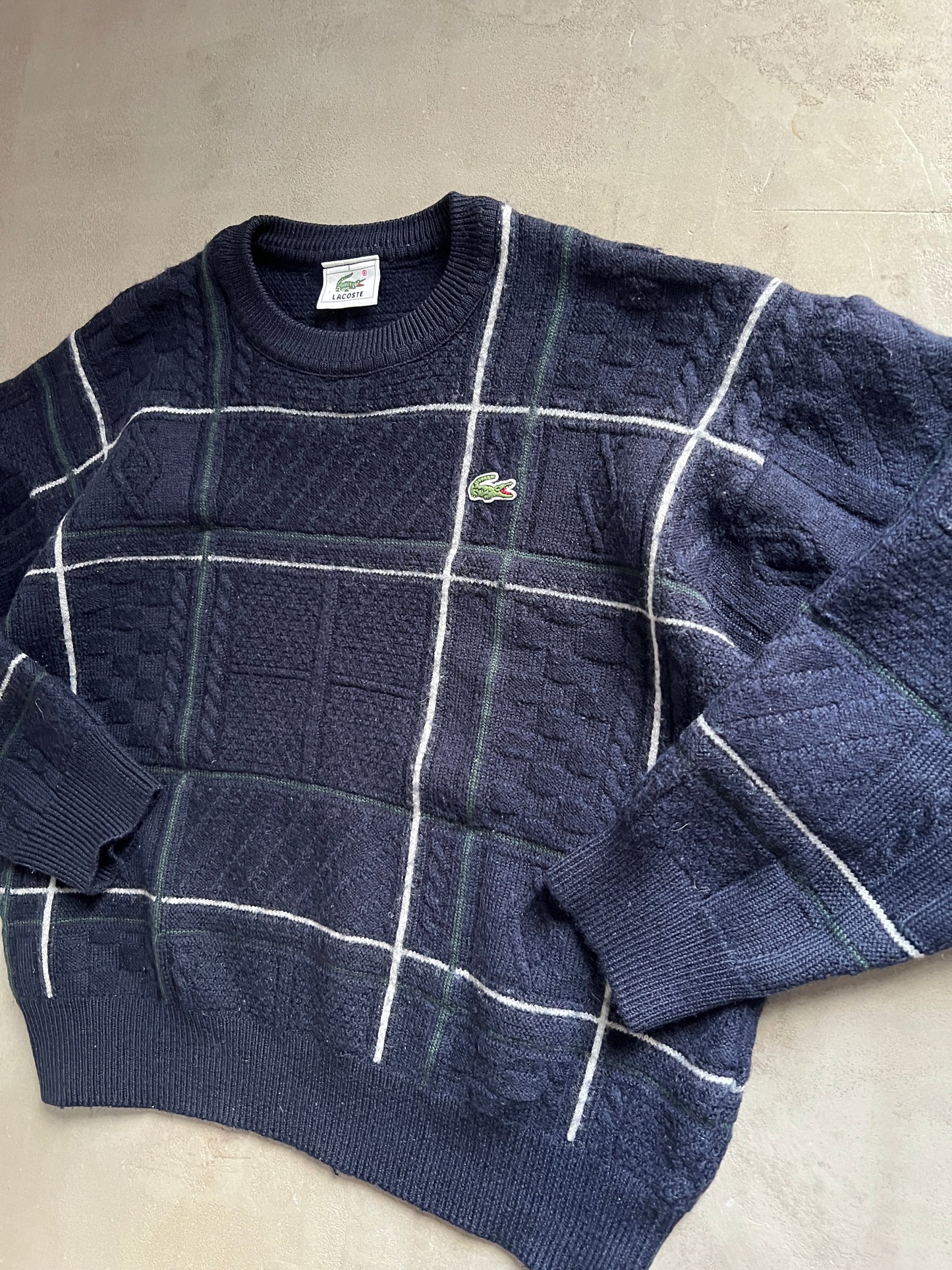 NAVY LACOSTE KNIT SWEATER - 2000S - XS/XXS