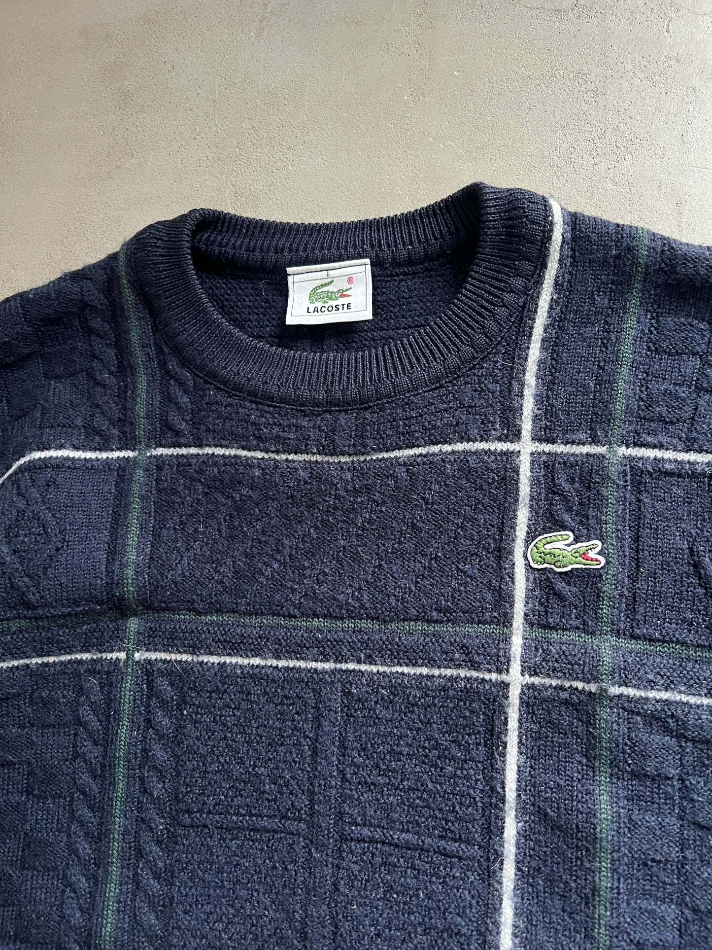 NAVY LACOSTE KNIT SWEATER - 2000S - XS/XXS