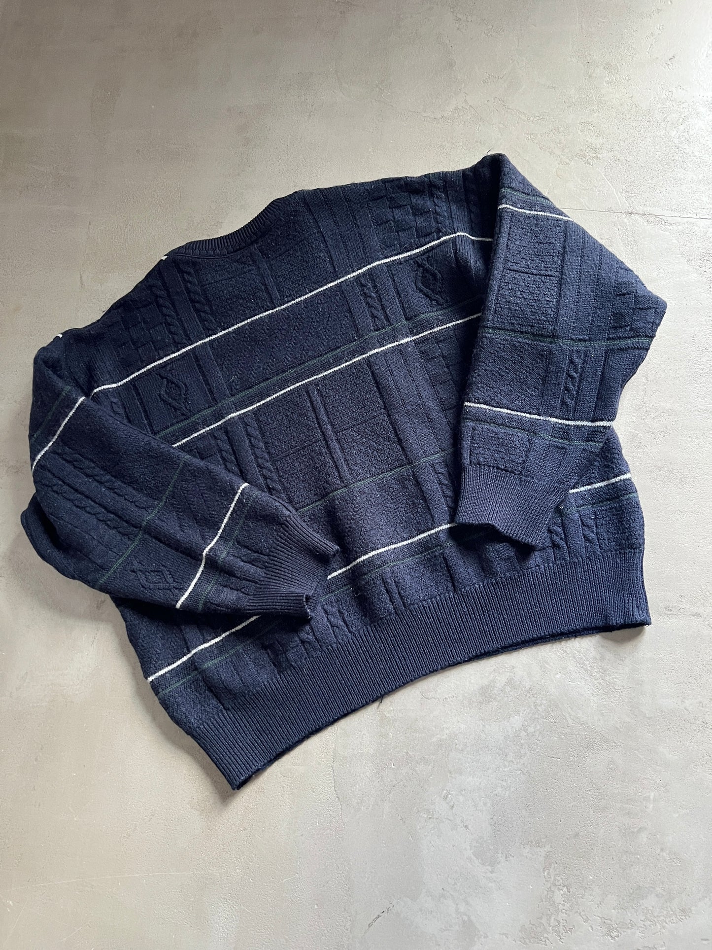 NAVY LACOSTE KNIT SWEATER - 2000S - XS/XXS