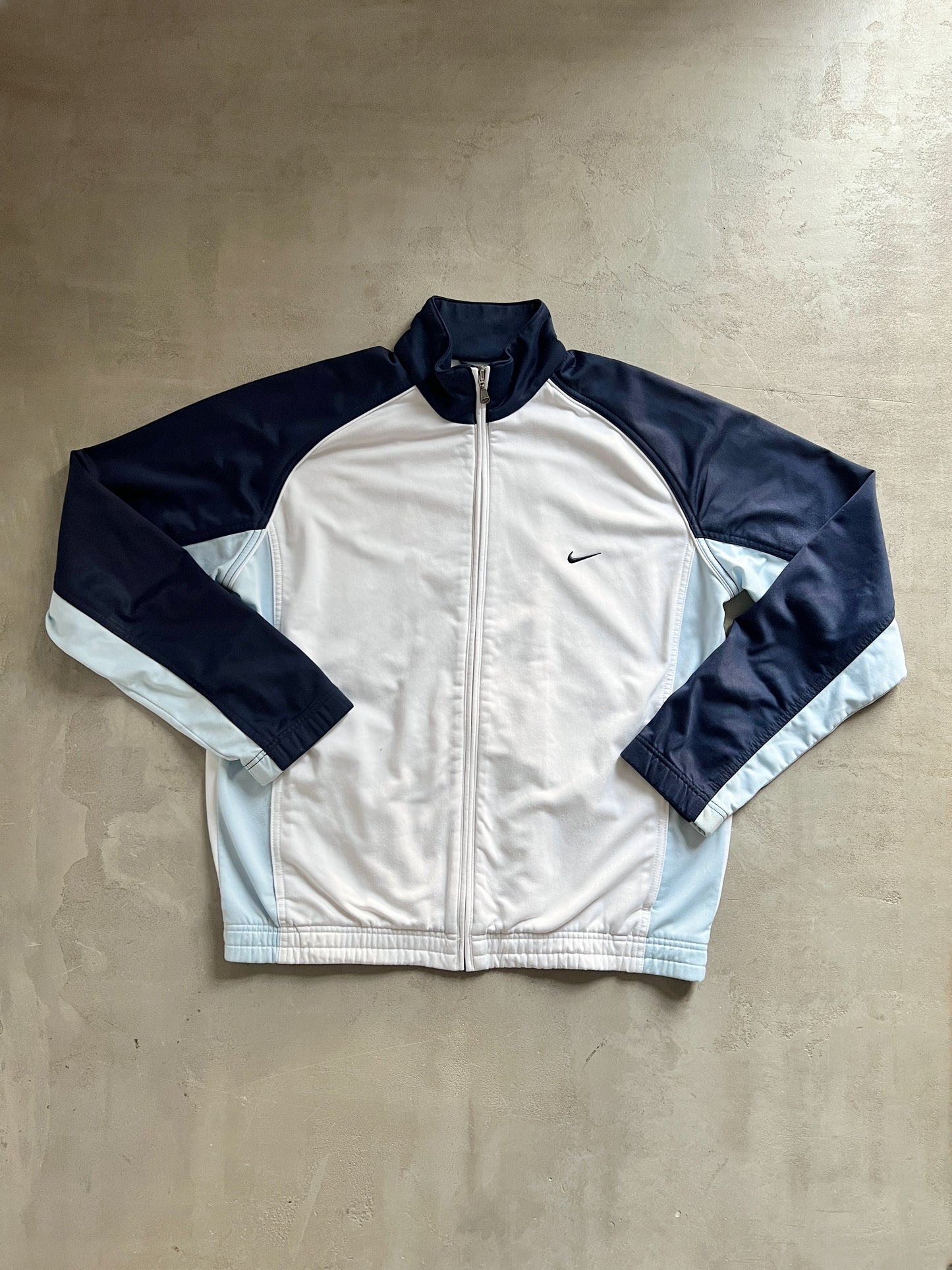 WHITE/BABY BLUE NIKE TRACK JACKET - 2000S - L