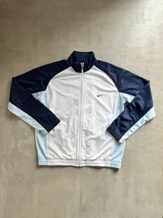 WHITE/BABY BLUE NIKE TRACK JACKET - 2000S - L