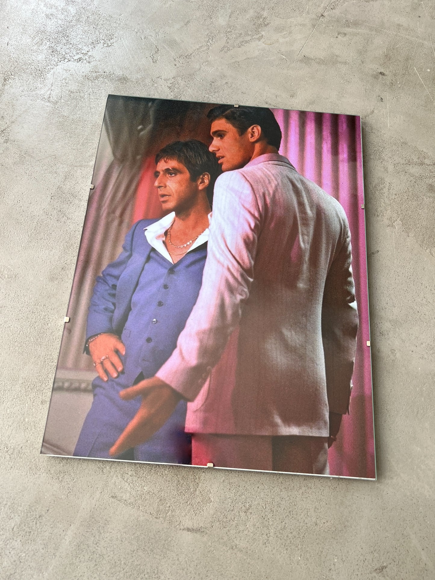 SCARFACE TONY & MANOLO GLASS PRINT