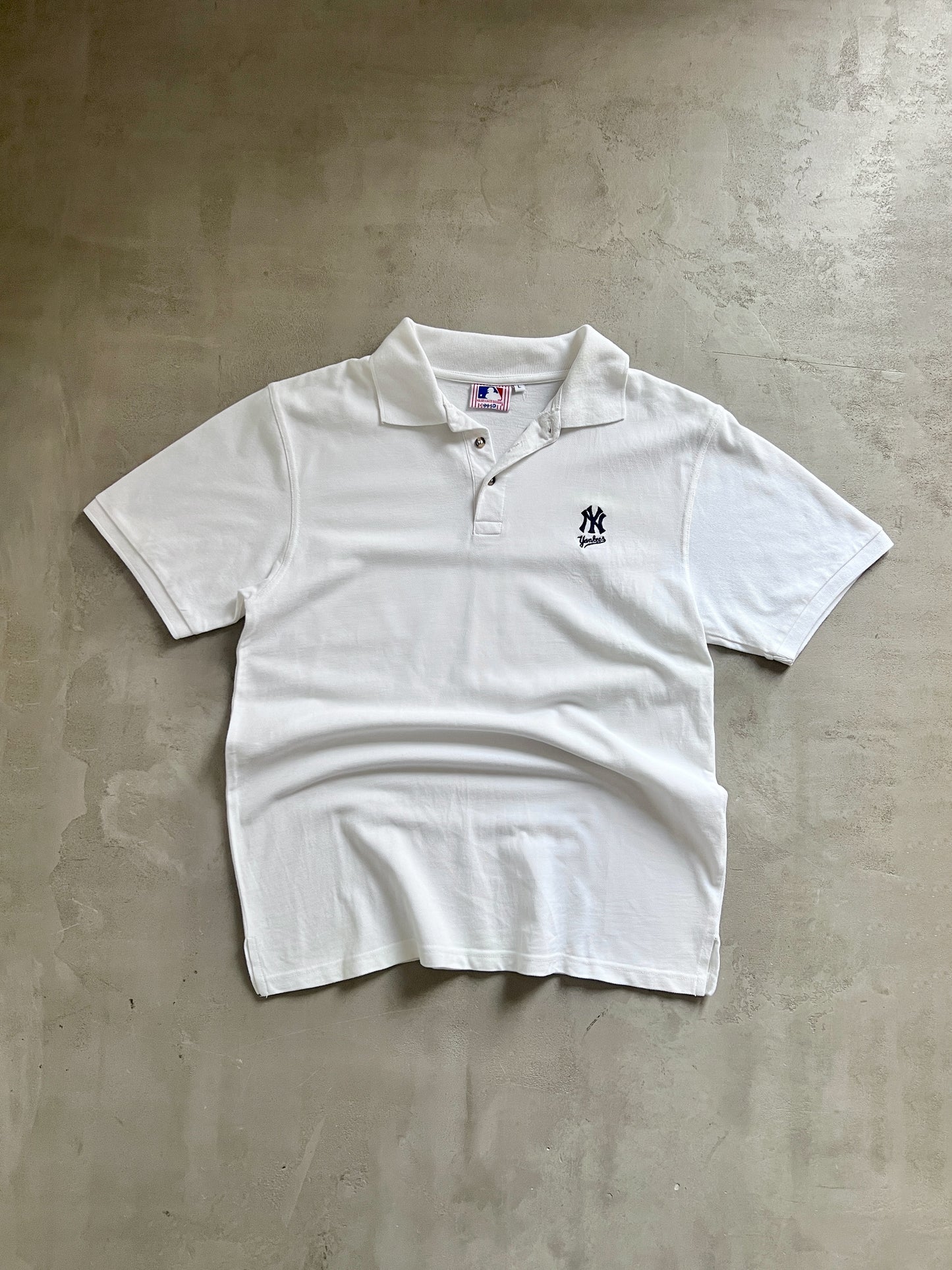 WHITE YANKEES POLO - 1990S - L