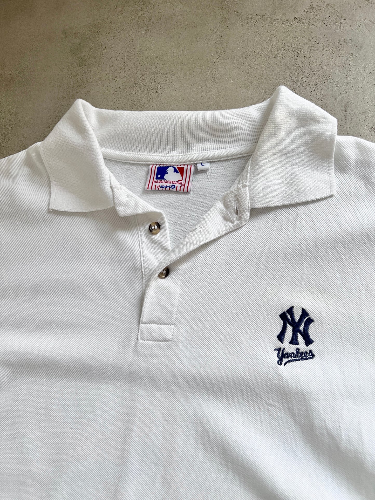 WHITE YANKEES POLO - 1990S - L