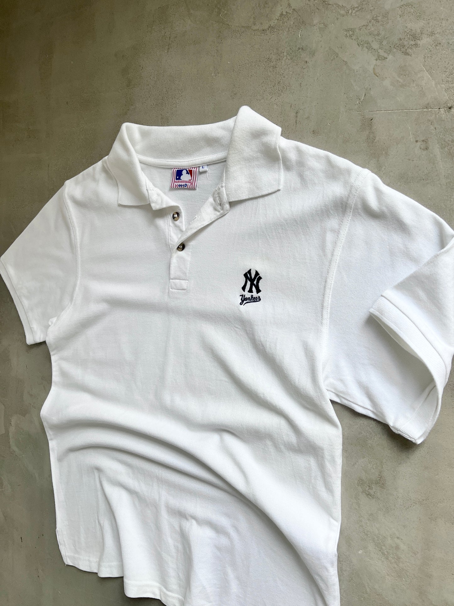 WHITE YANKEES POLO - 1990S - L