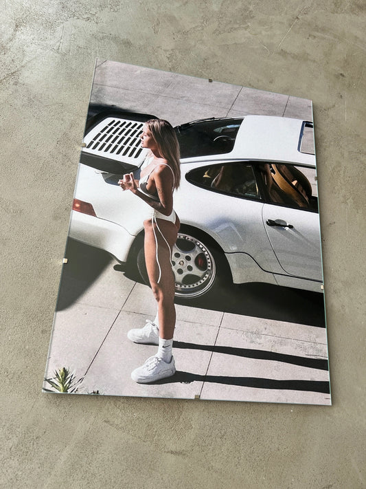 PORSCHE 930 TURBO X GIRL GLASS PRINT