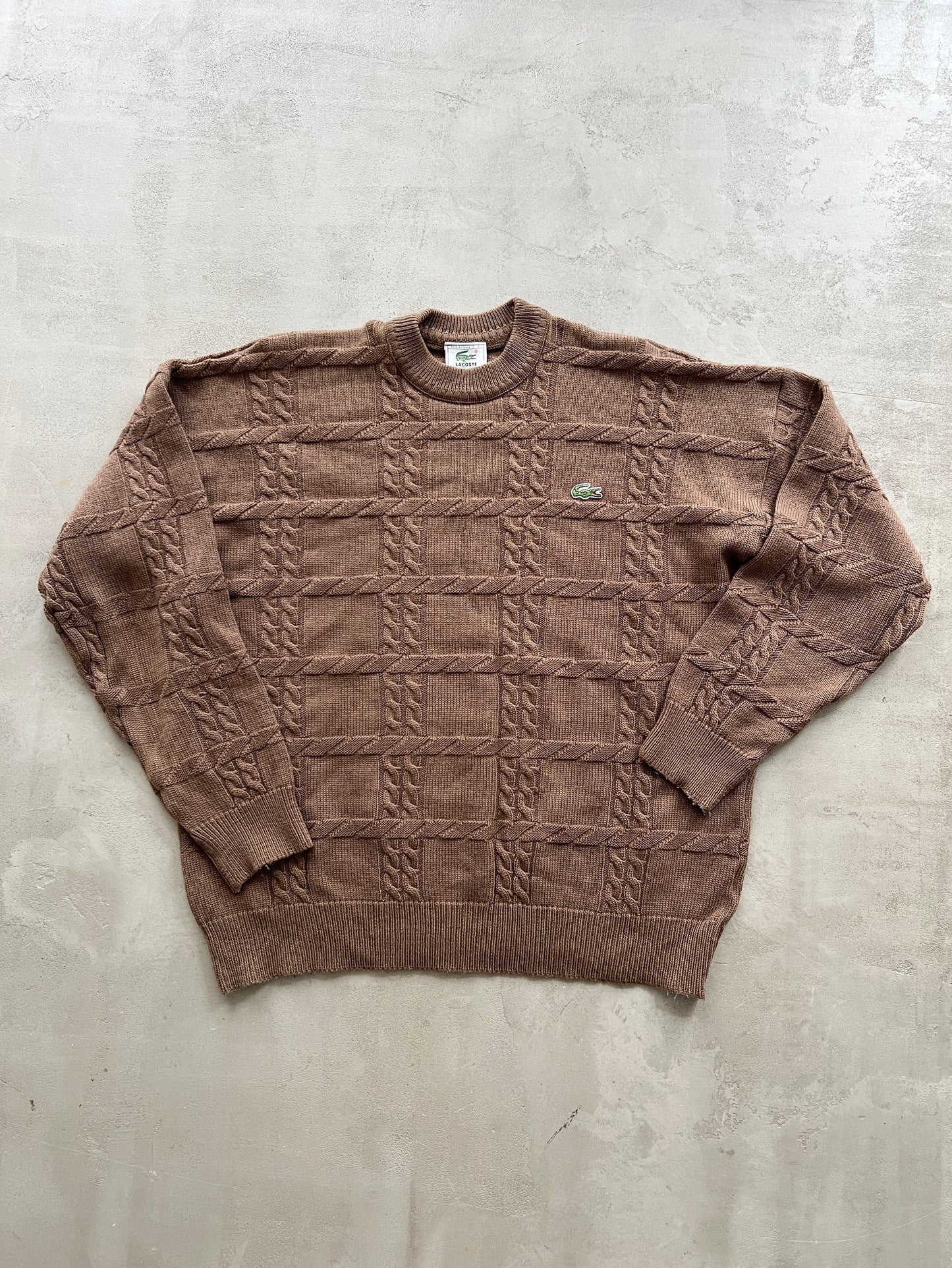 MOCHA LACOSTE KNIT SWEATER - 2000S - M/S