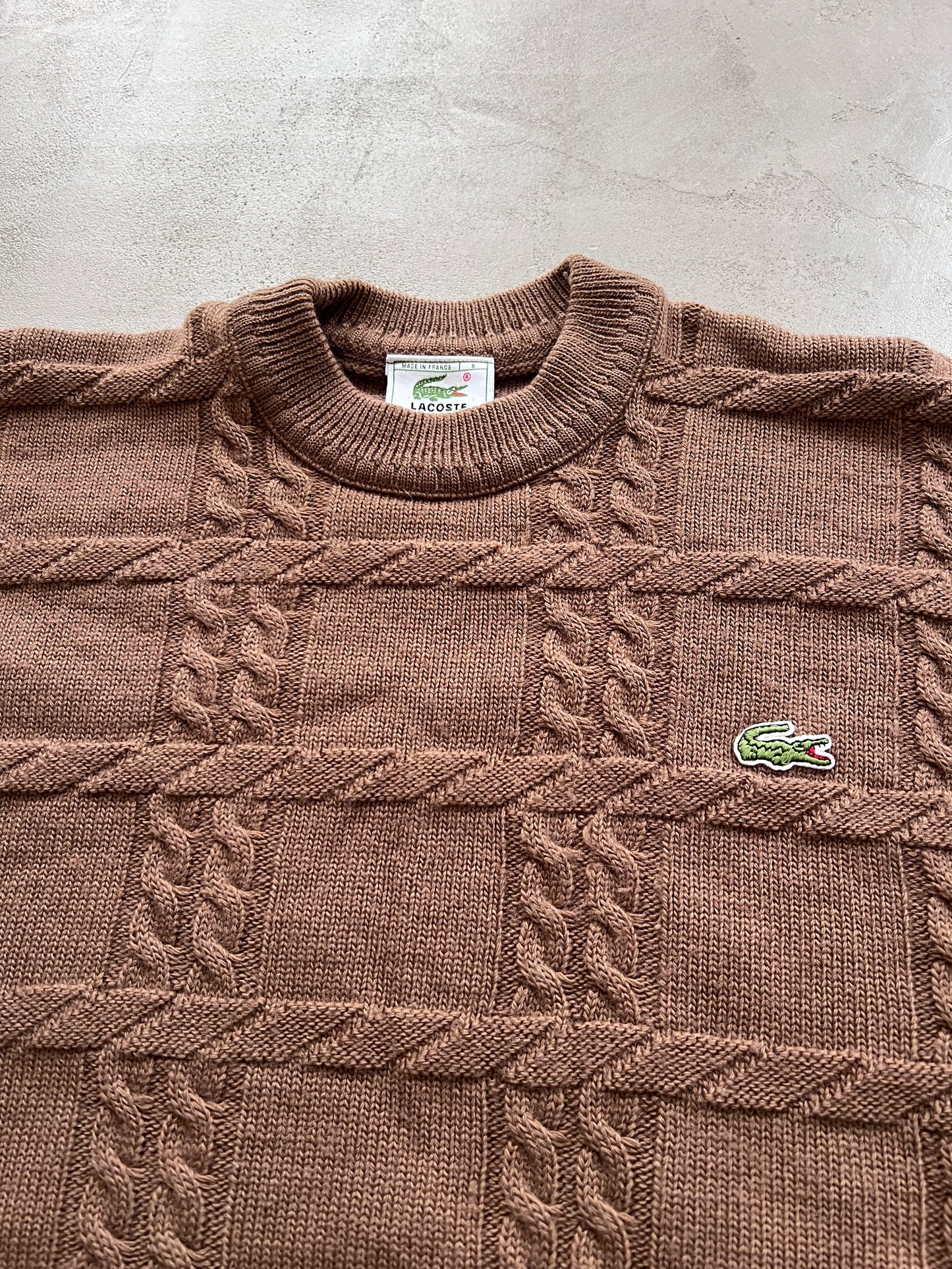 MOCHA LACOSTE KNIT SWEATER - 2000S - M/S