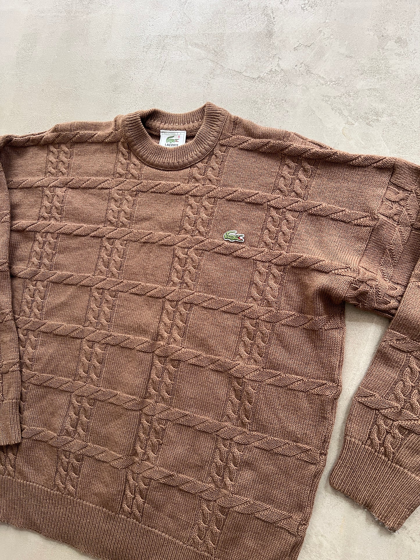 MOCHA LACOSTE KNIT SWEATER - 2000S - M/S