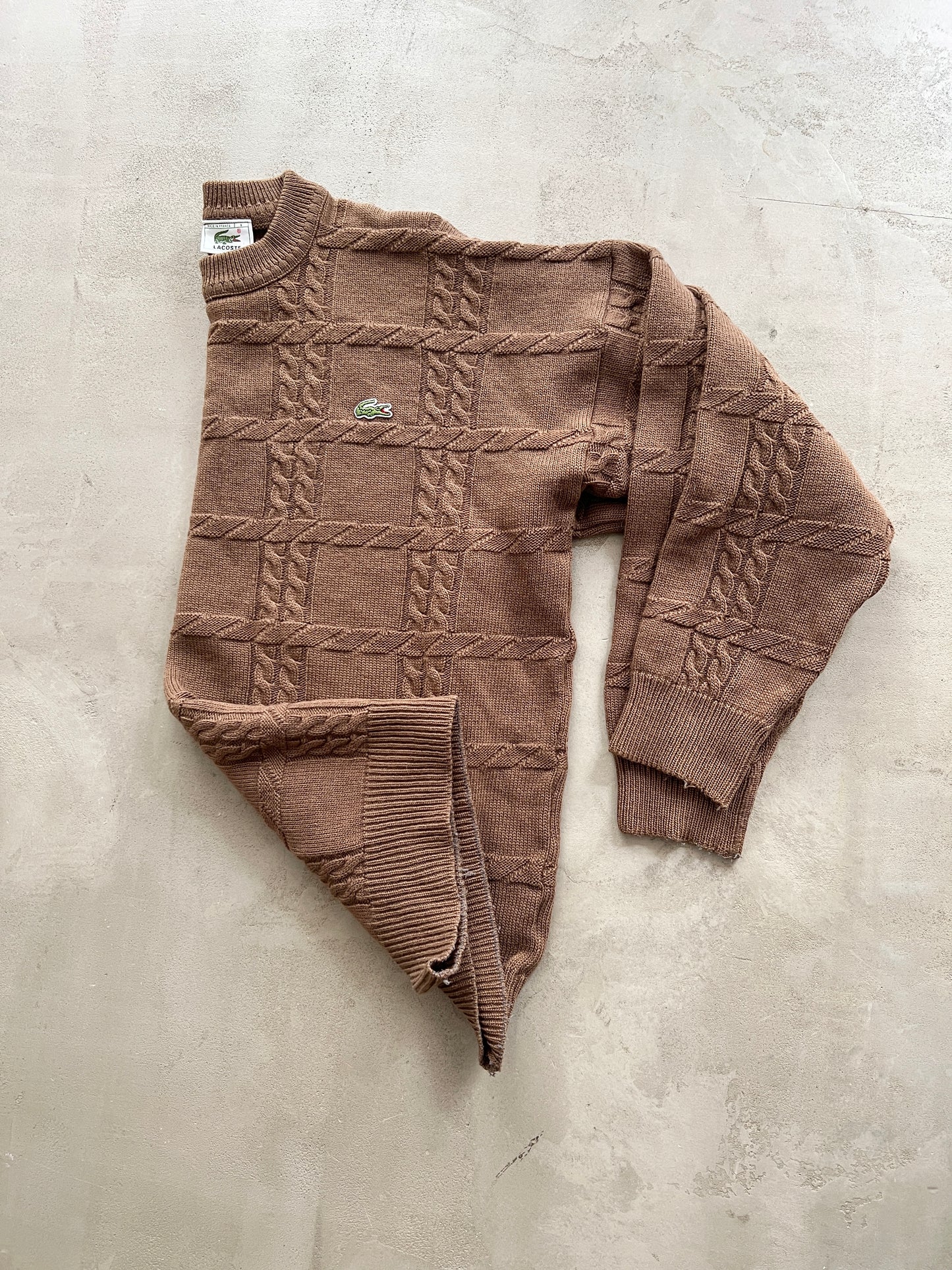 MOCHA LACOSTE KNIT SWEATER - 2000S - M/S