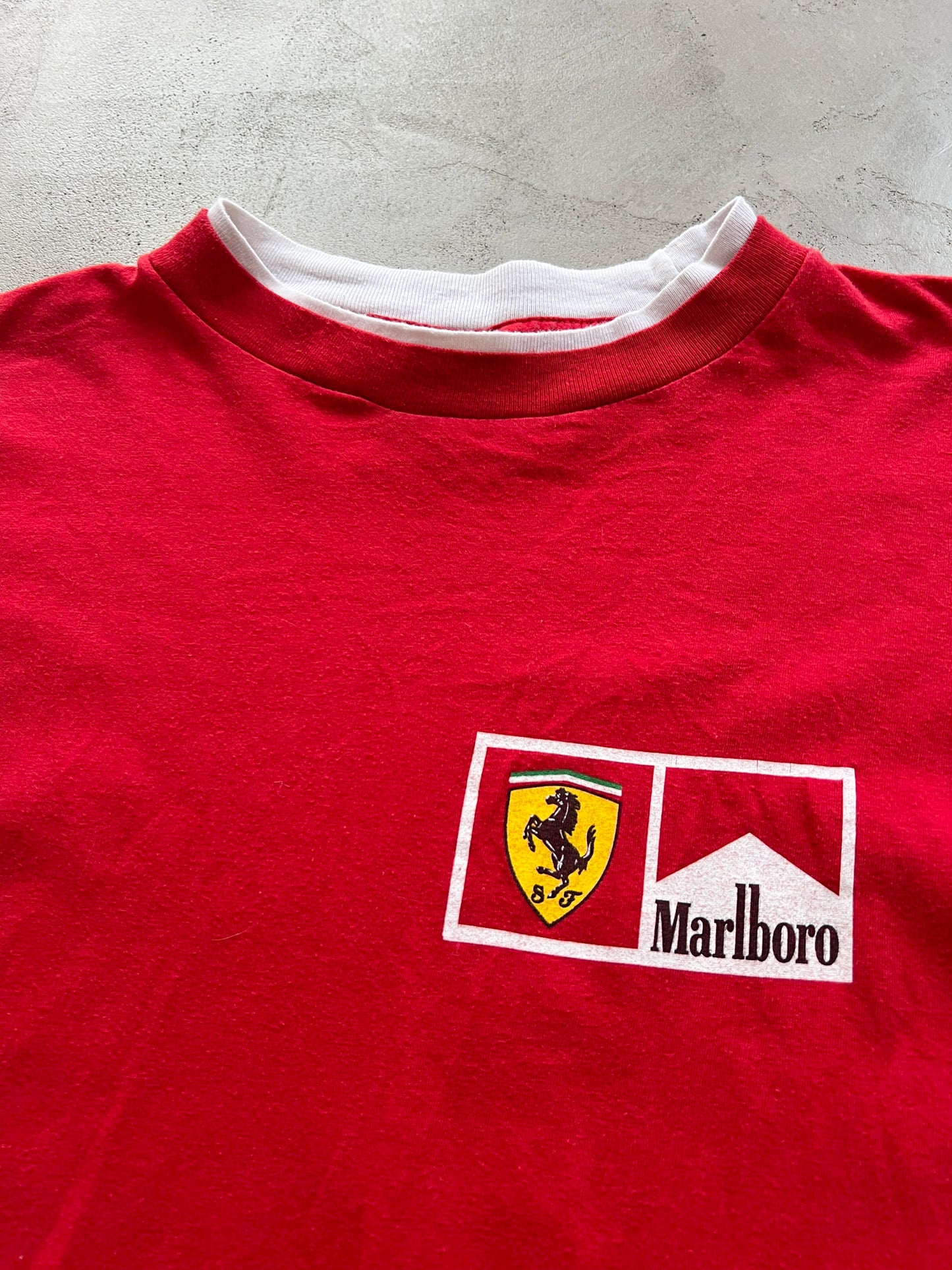 RED FERRARI X MARLBORO RACING TEE - 1990S - M