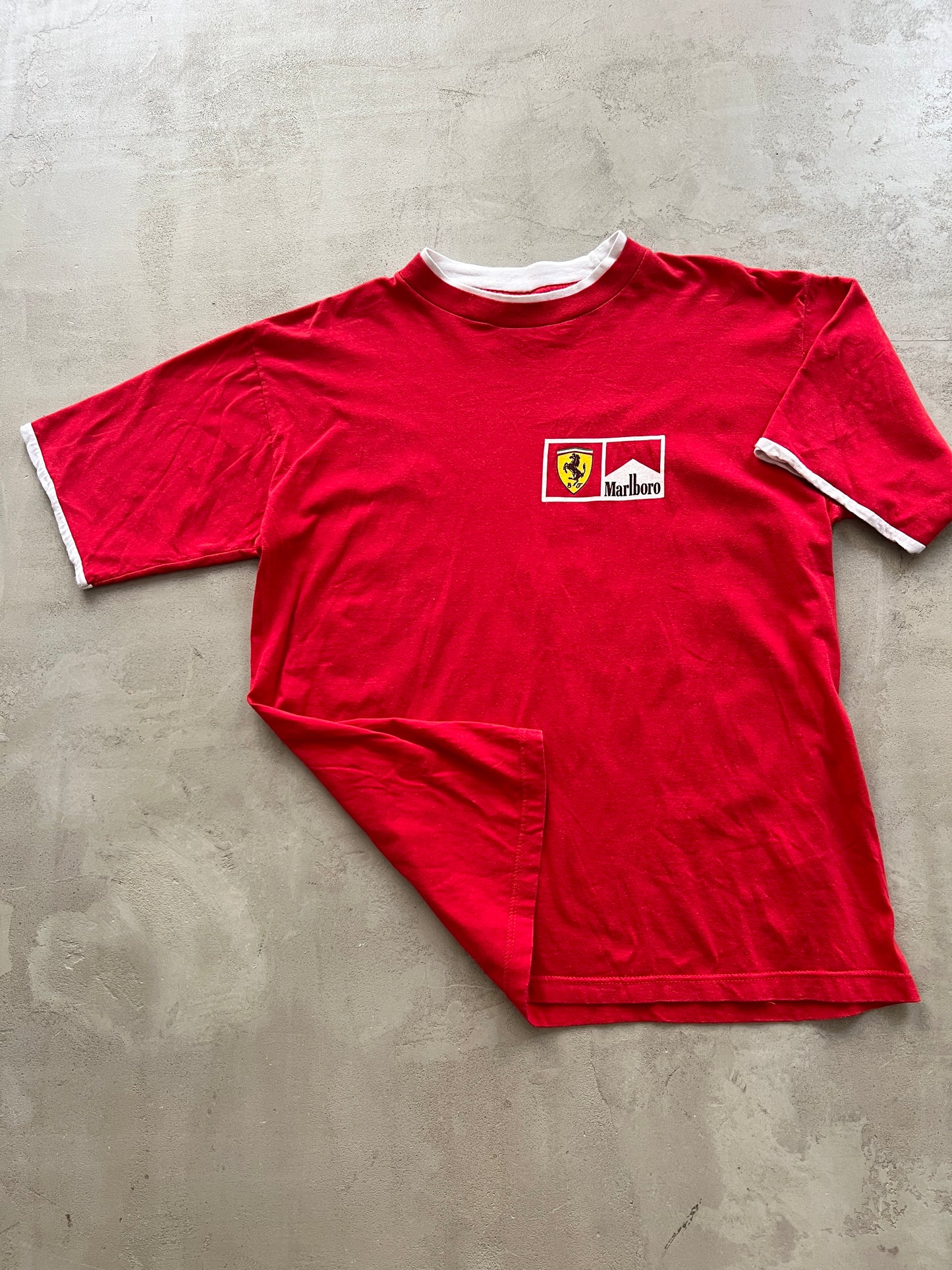 RED FERRARI X MARLBORO RACING TEE - 1990S - M