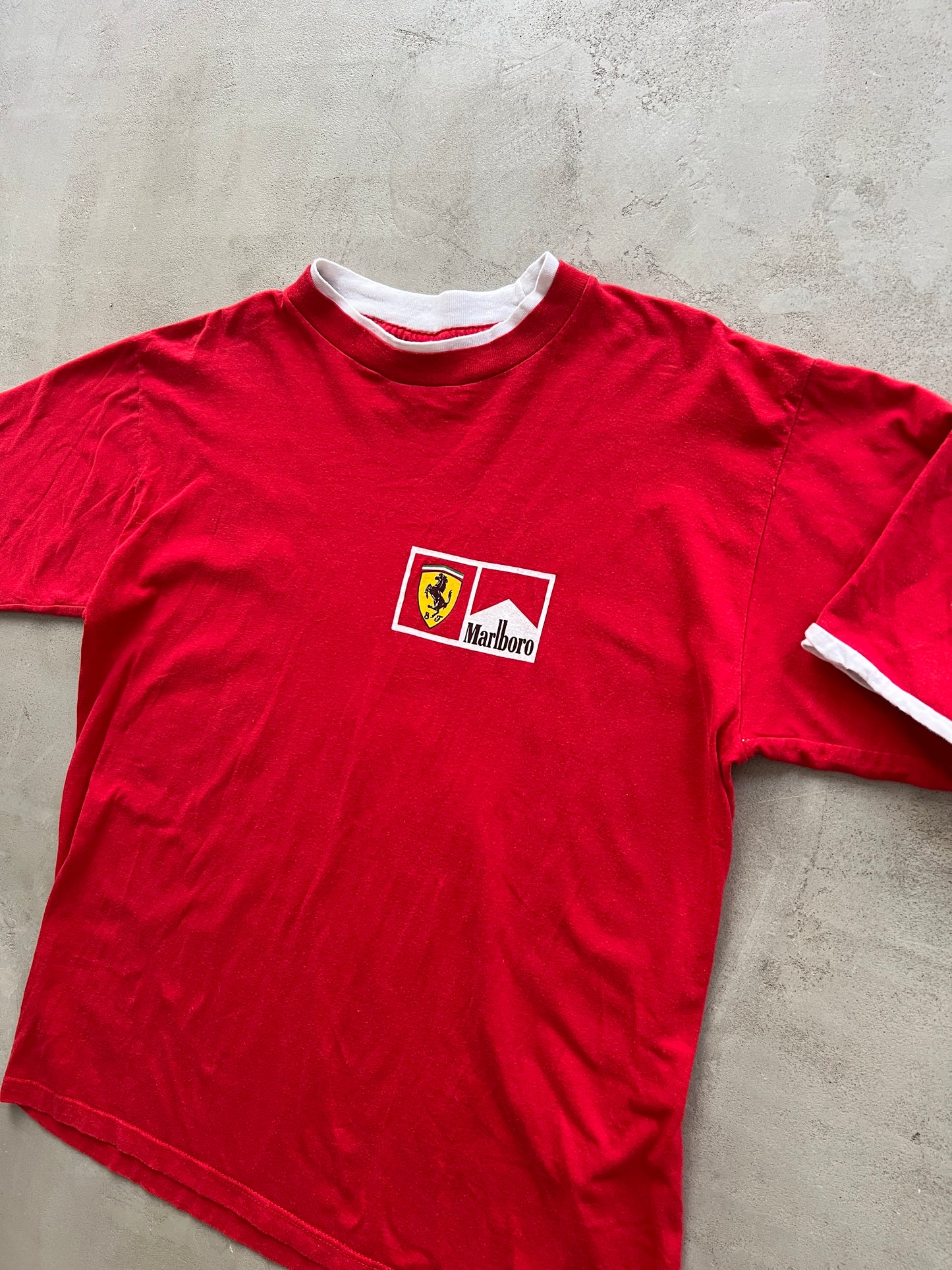 RED FERRARI X MARLBORO RACING TEE - 1990S - M