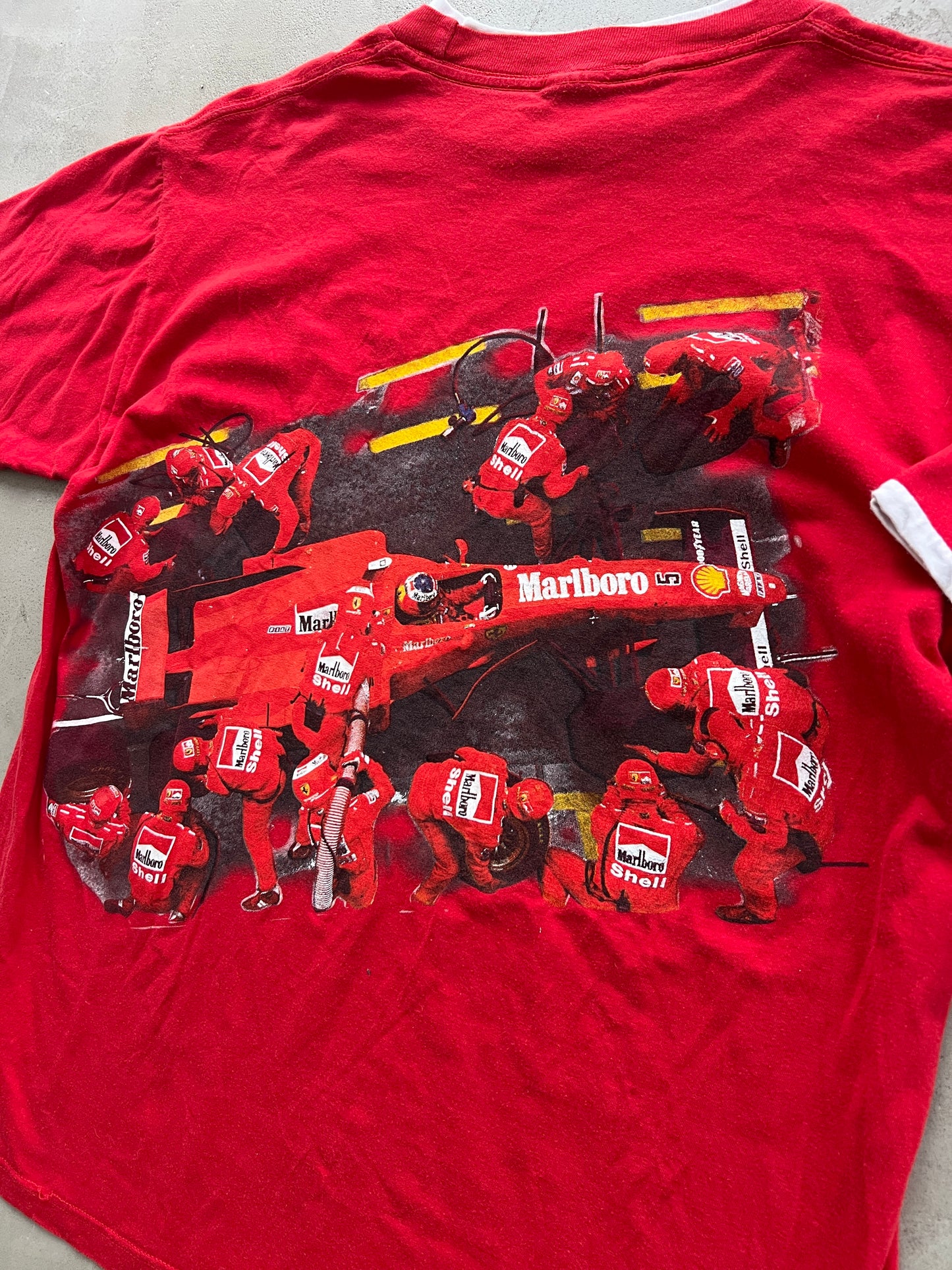 RED FERRARI X MARLBORO RACING TEE - 1990S - M