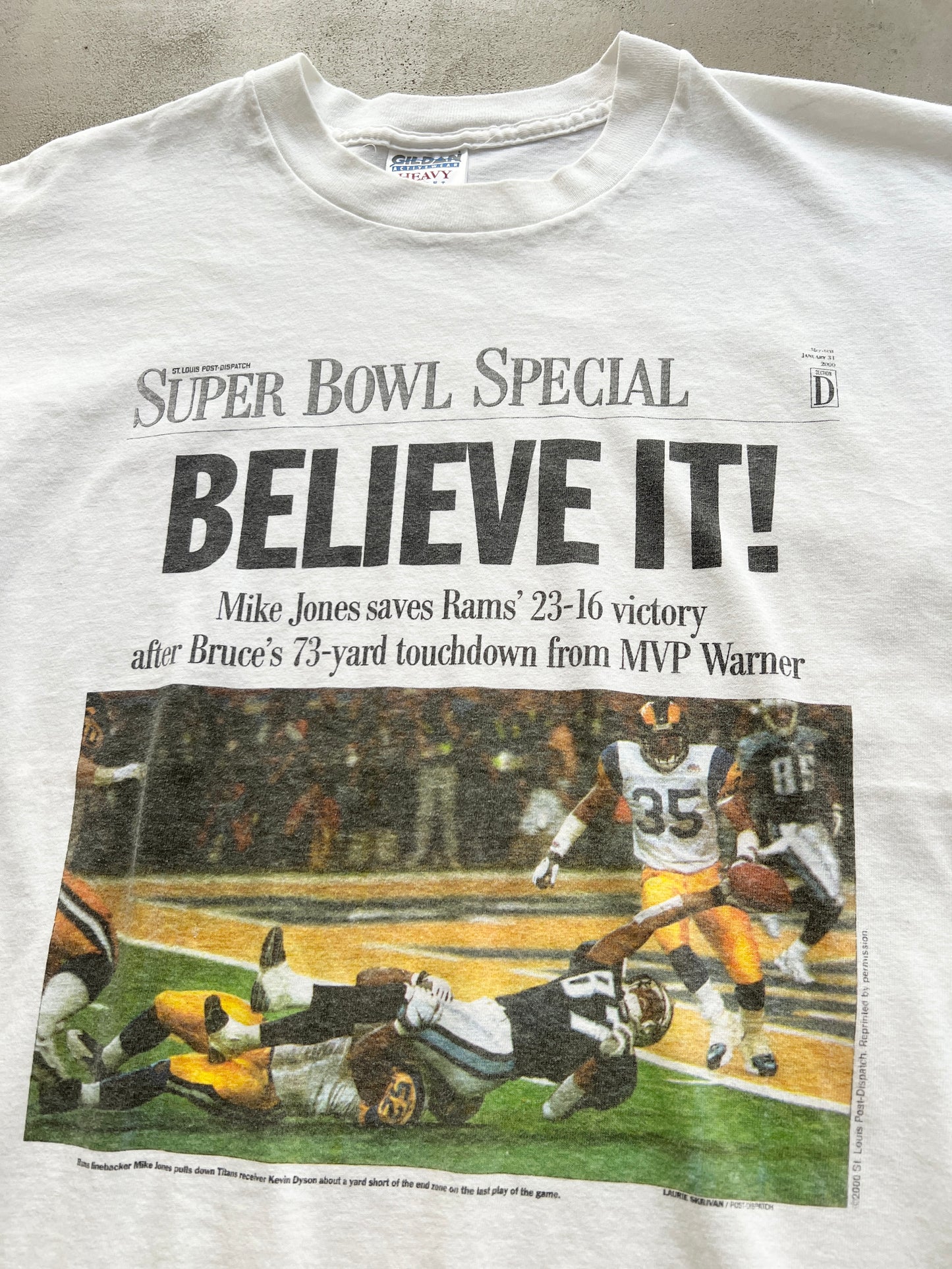 WHITE FOOTBALL SUPER BOWL TEE - 2000 - M