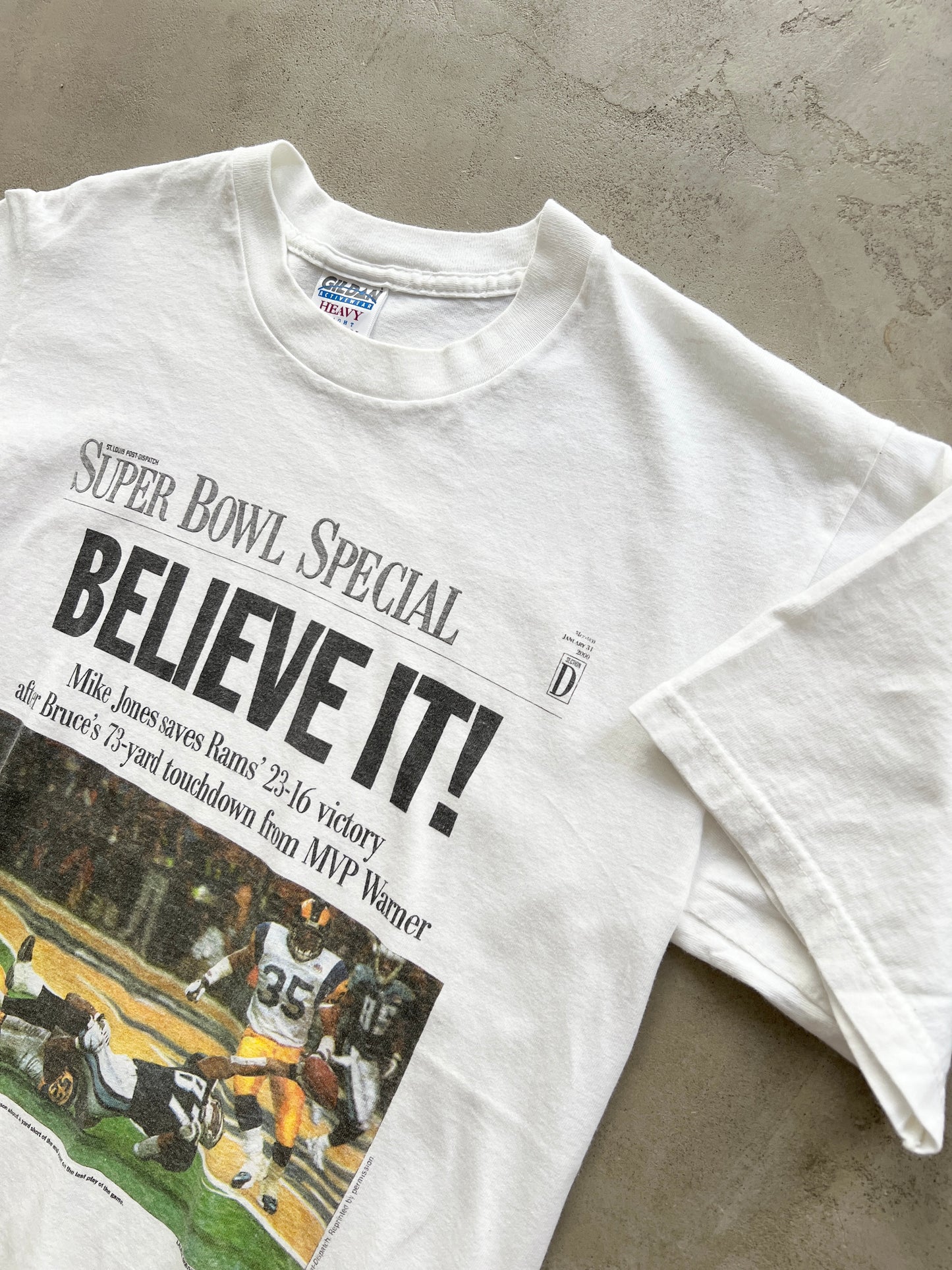 WHITE FOOTBALL SUPER BOWL TEE - 2000 - M