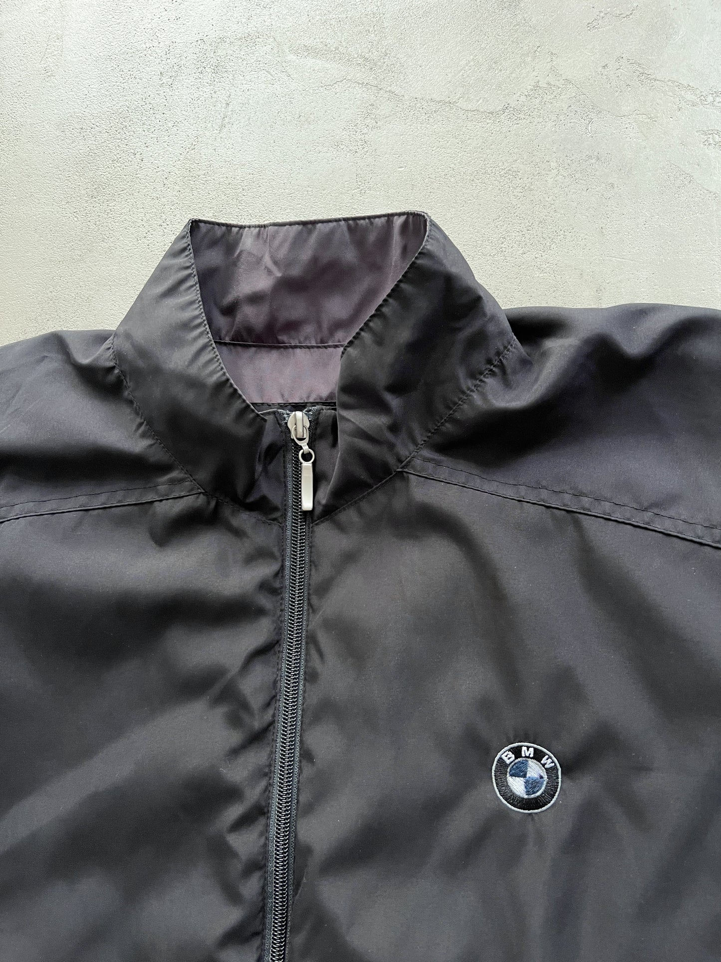 BLACK/GREY BMW TRACK JACKET - 1990S - L/M