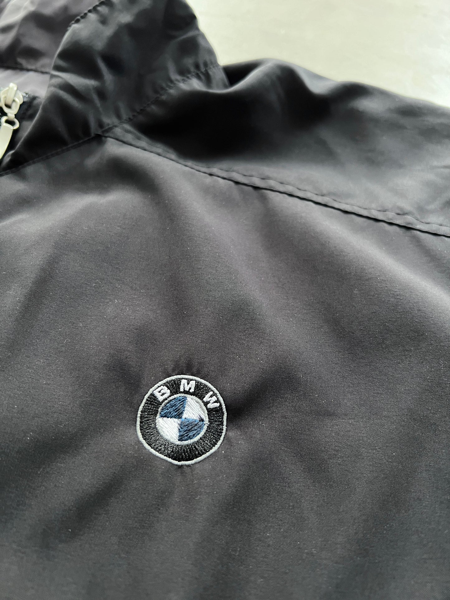 BLACK/GREY BMW TRACK JACKET - 1990S - L/M